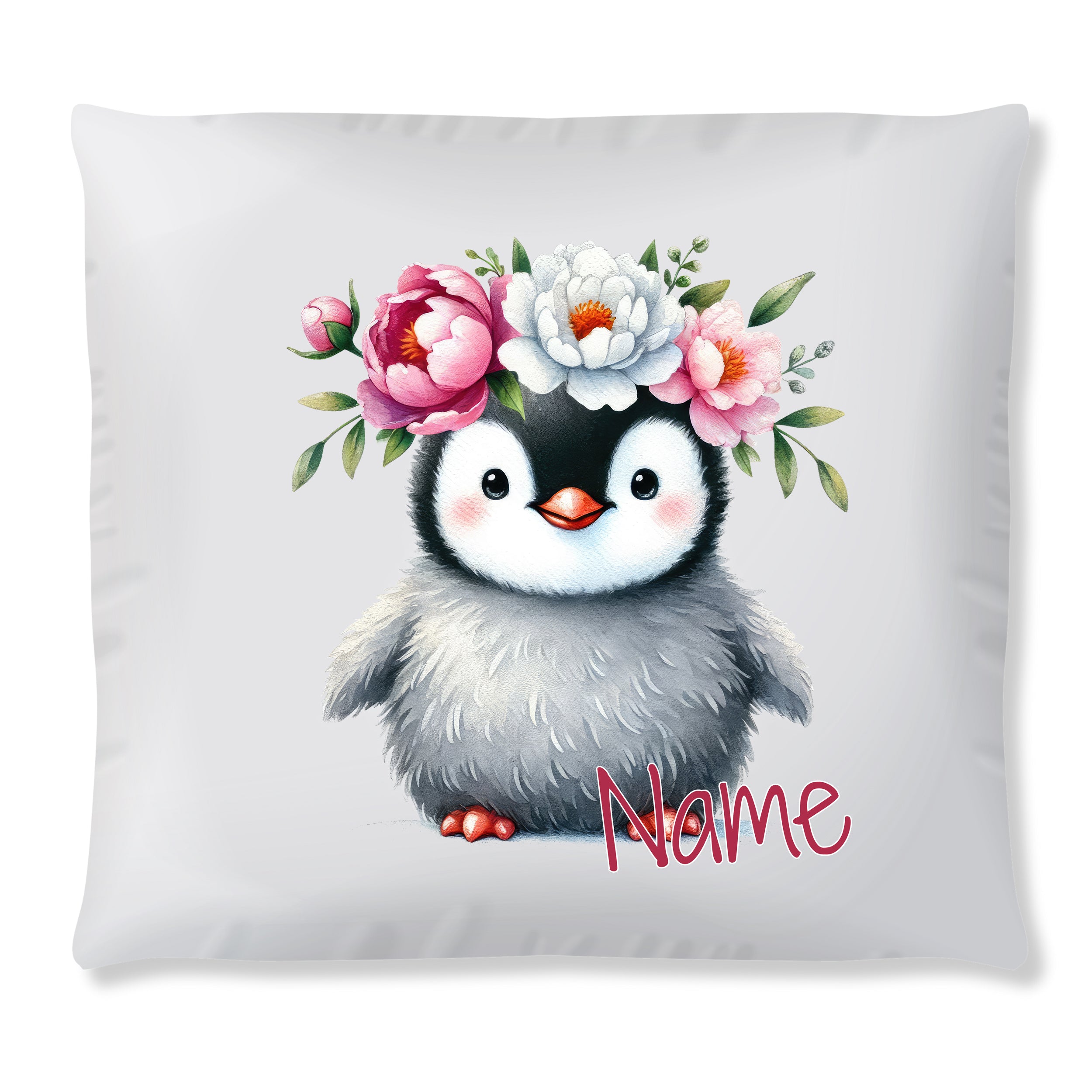 Kissen Pinguin mit Blumen