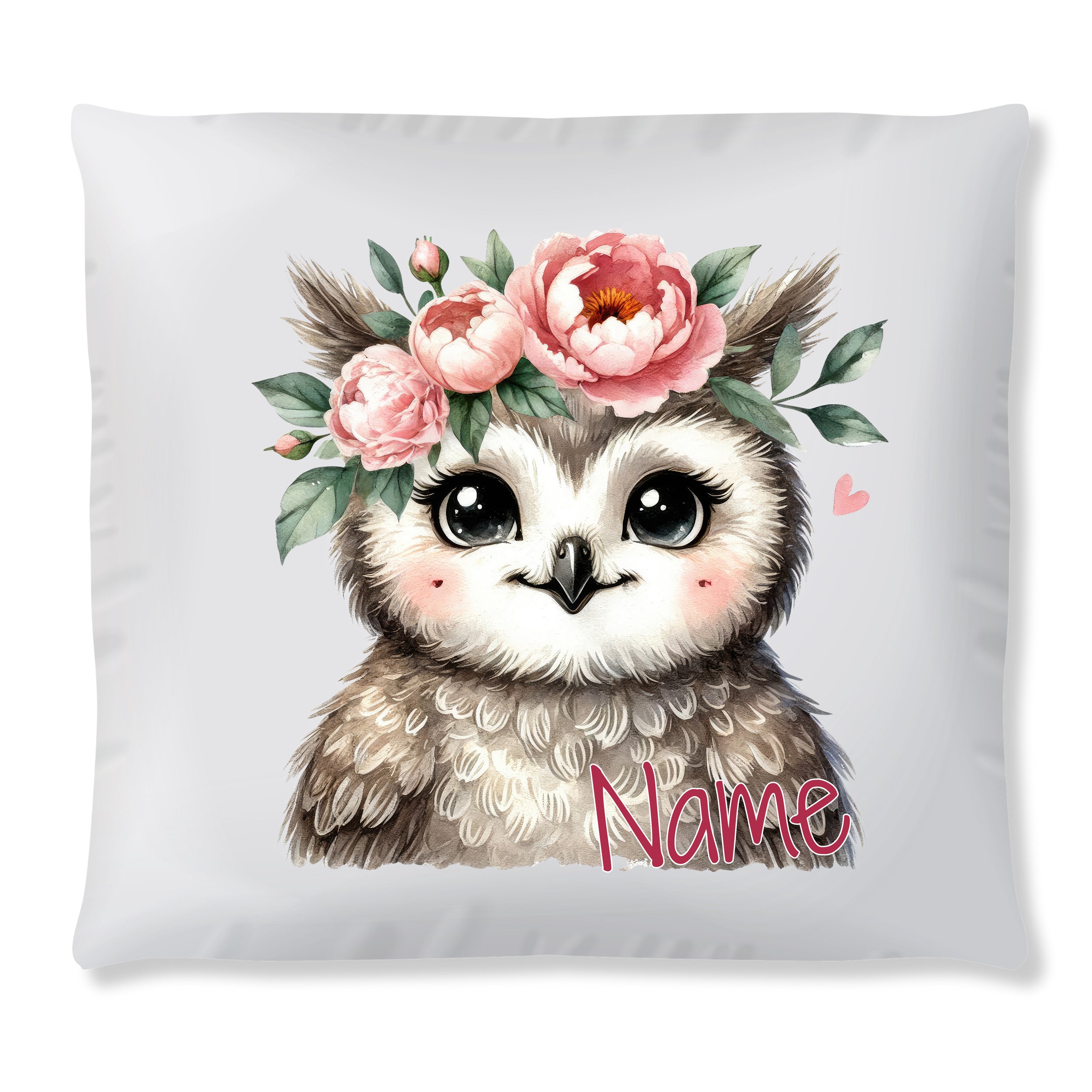 Kissen Eule mit Blumenkranz