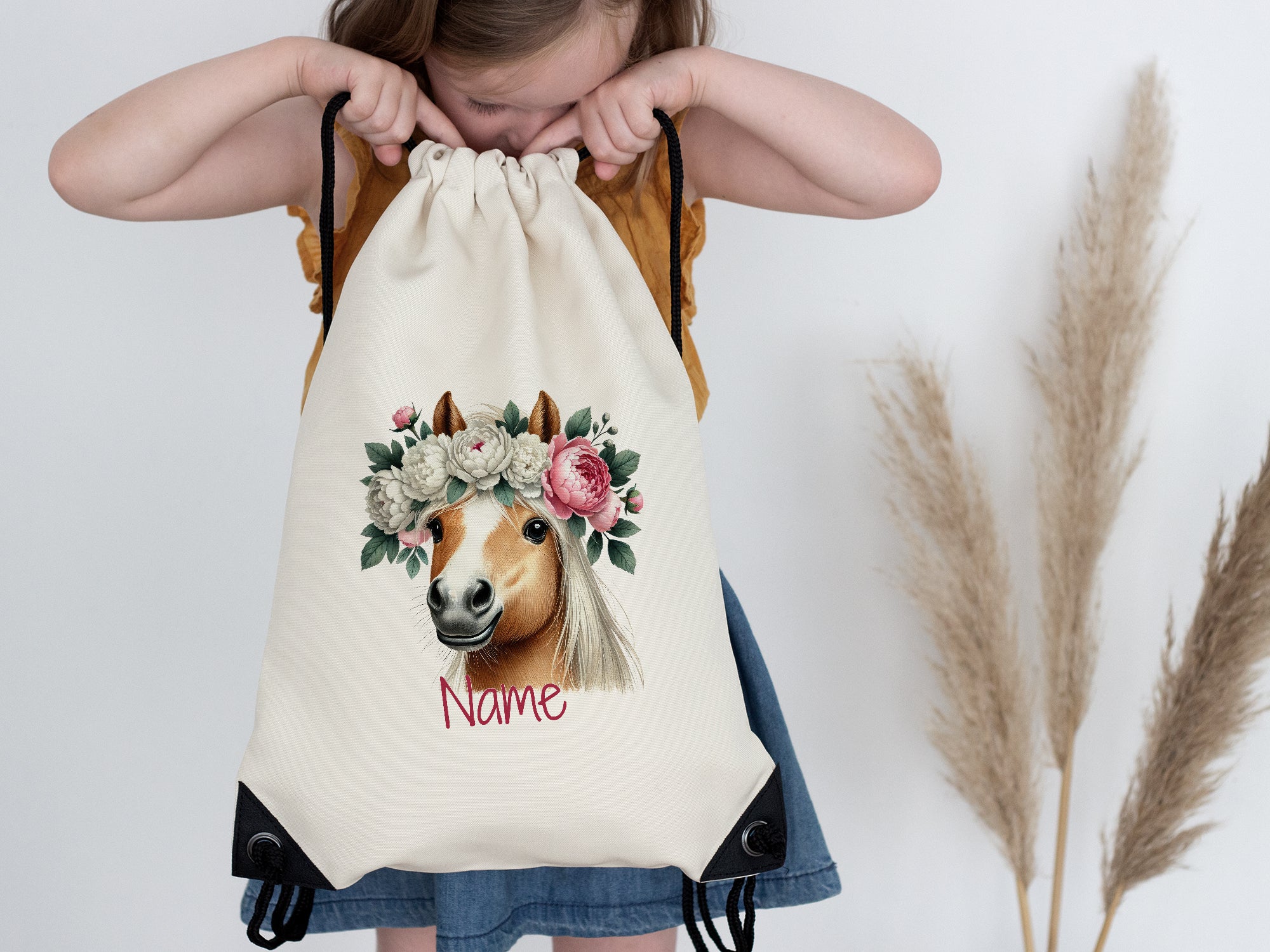 Turnbeutel mit Pferdemotiv