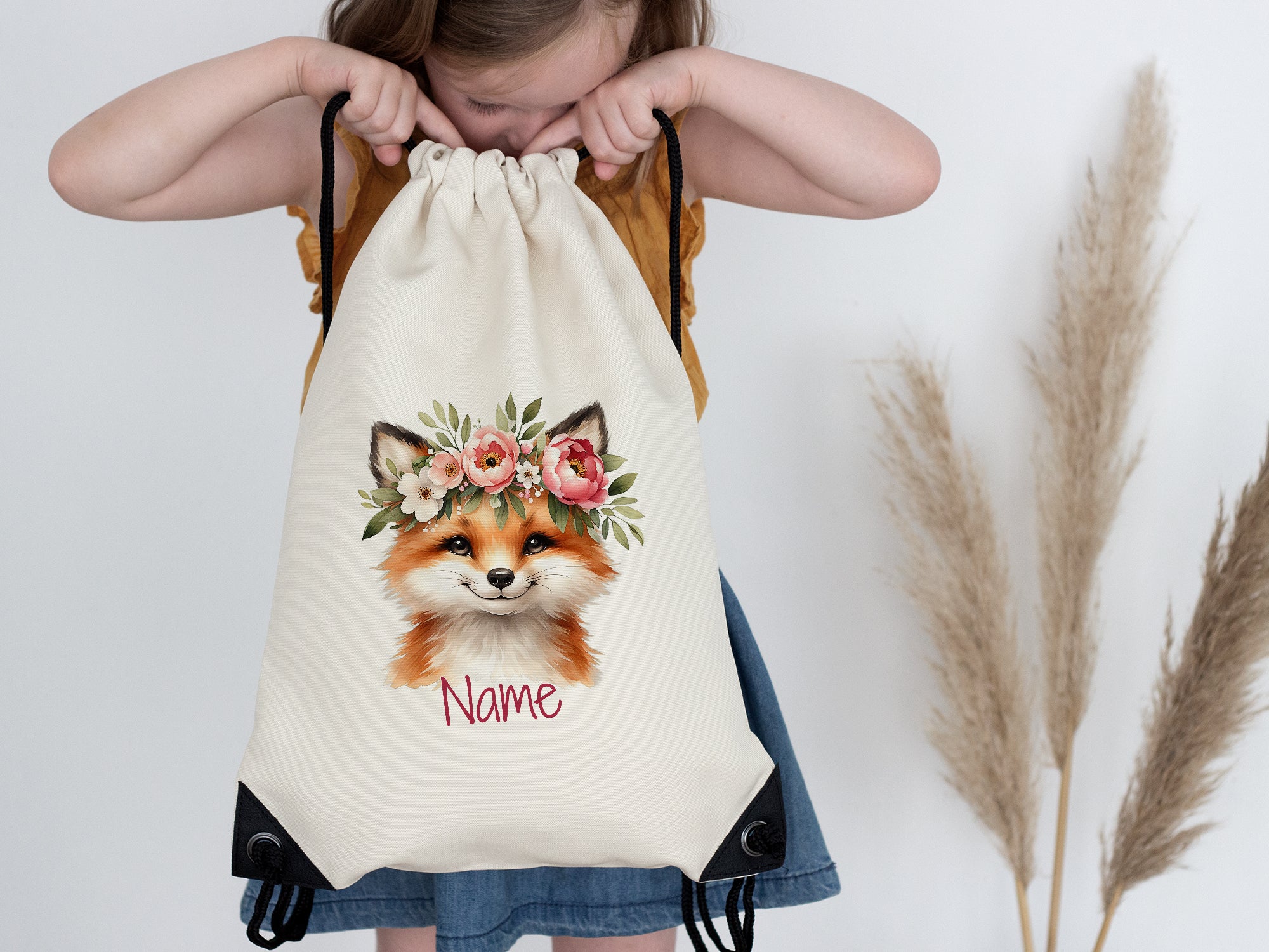 Turnbeutel Fuchs mit Blumen