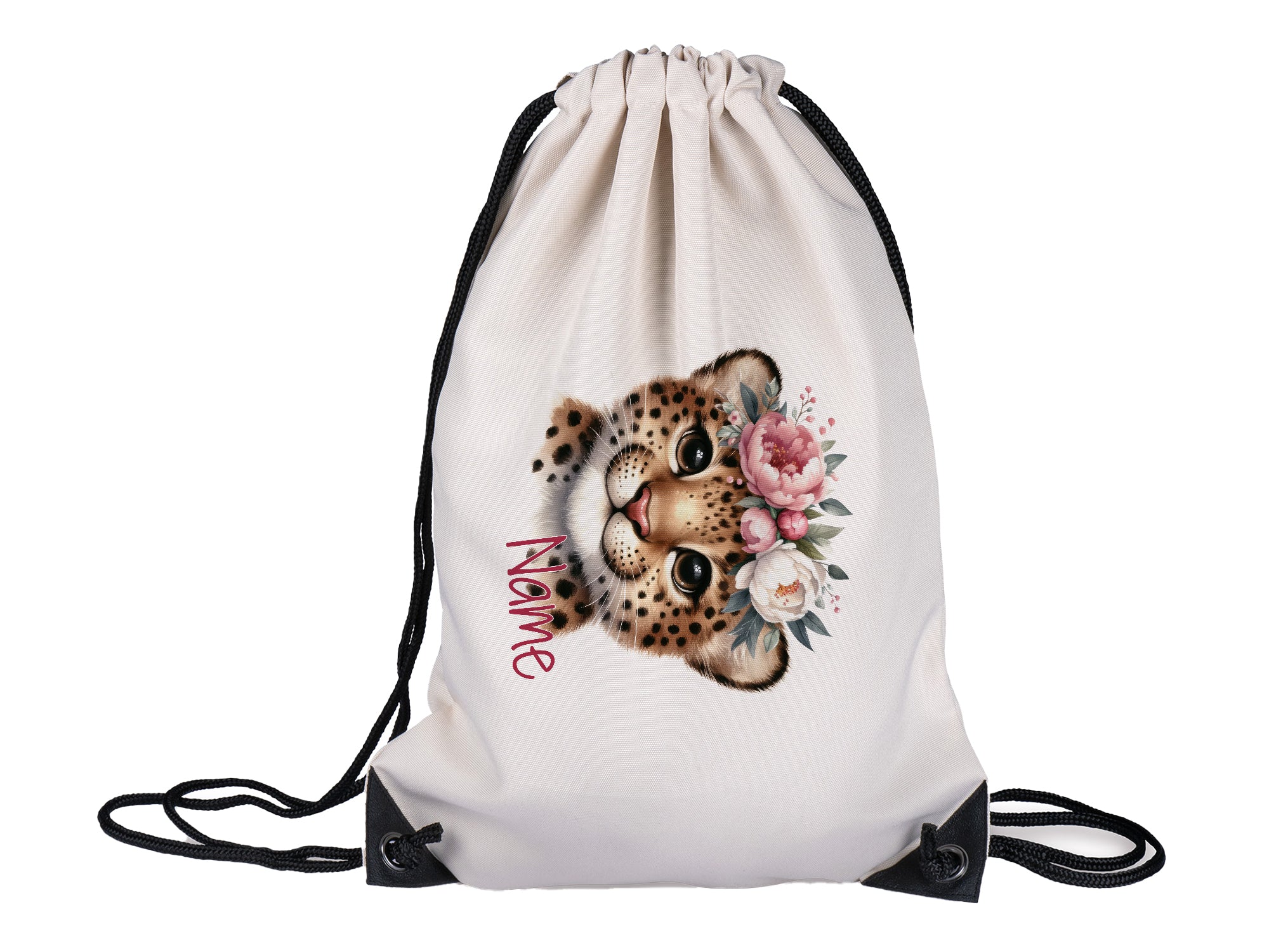 Turnbeutel mit Leopardenmotiv