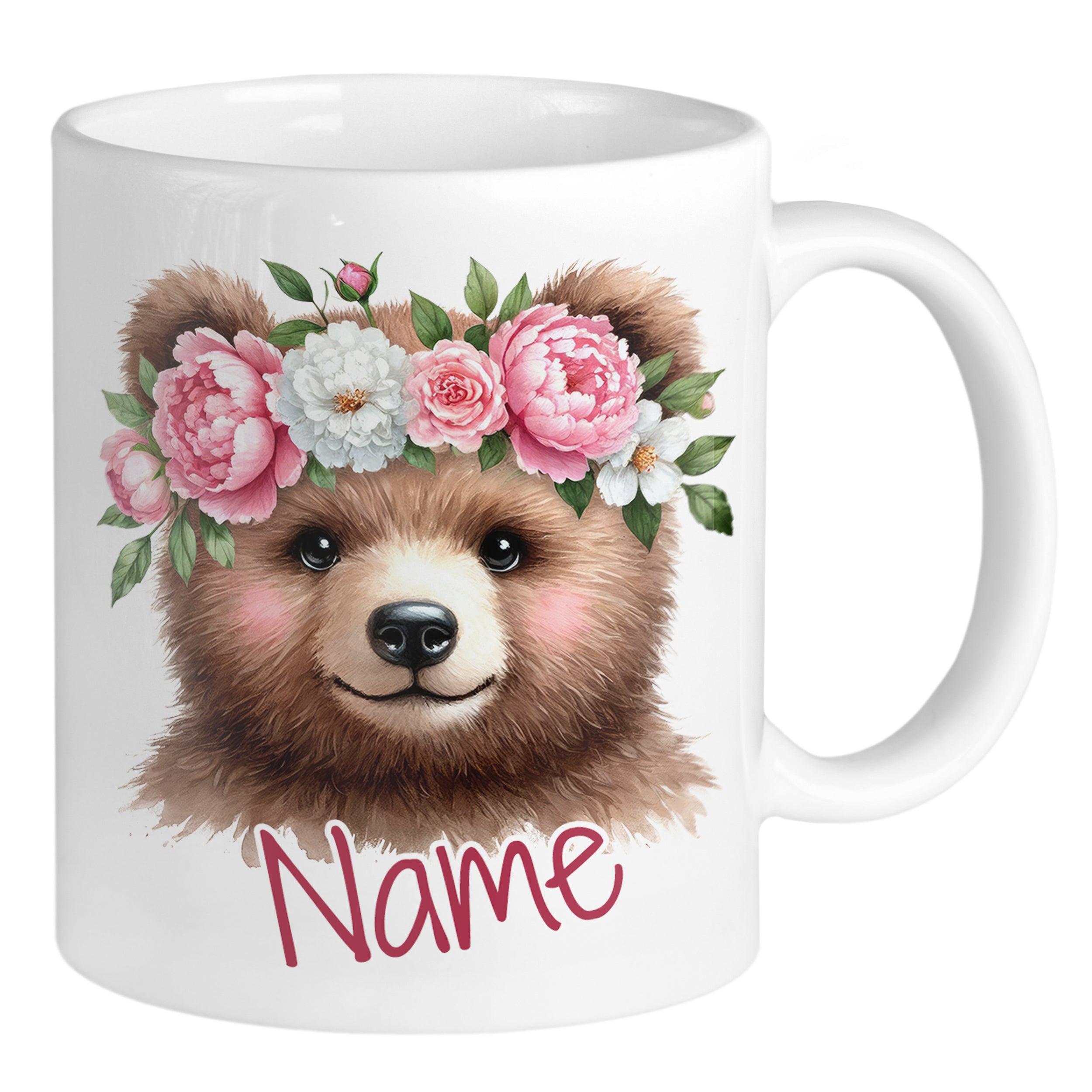 Tasse Bär mit Blumenkranz