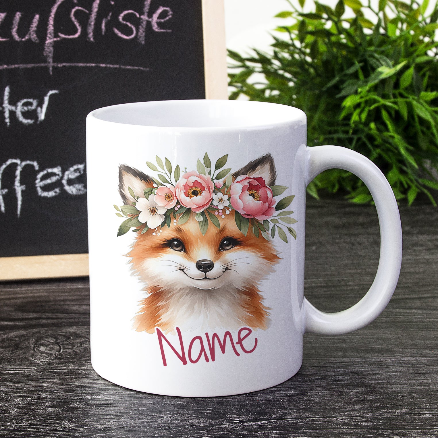 Tasse Fuchs mit Blumen