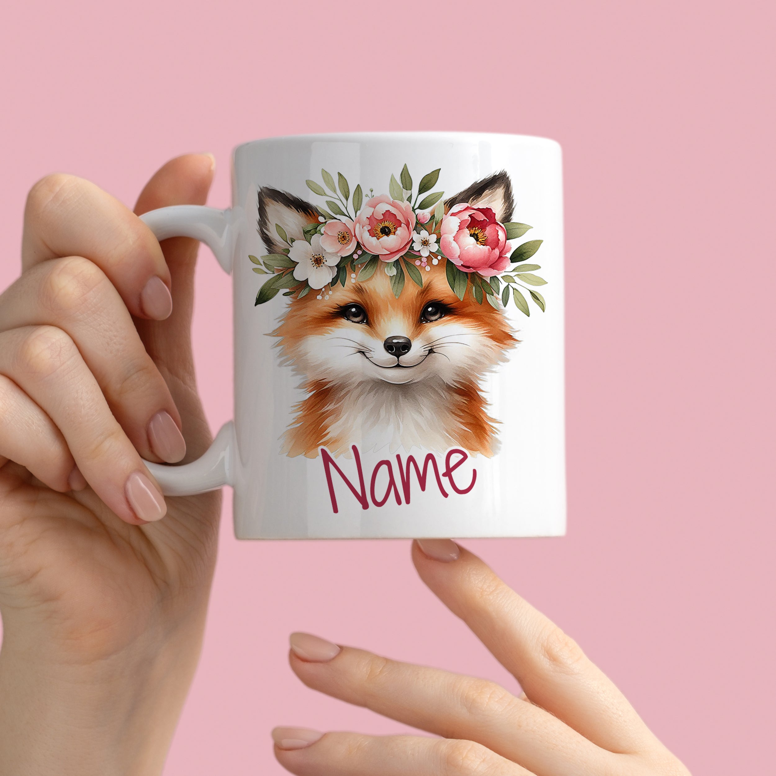 Tasse Fuchs mit Blumen