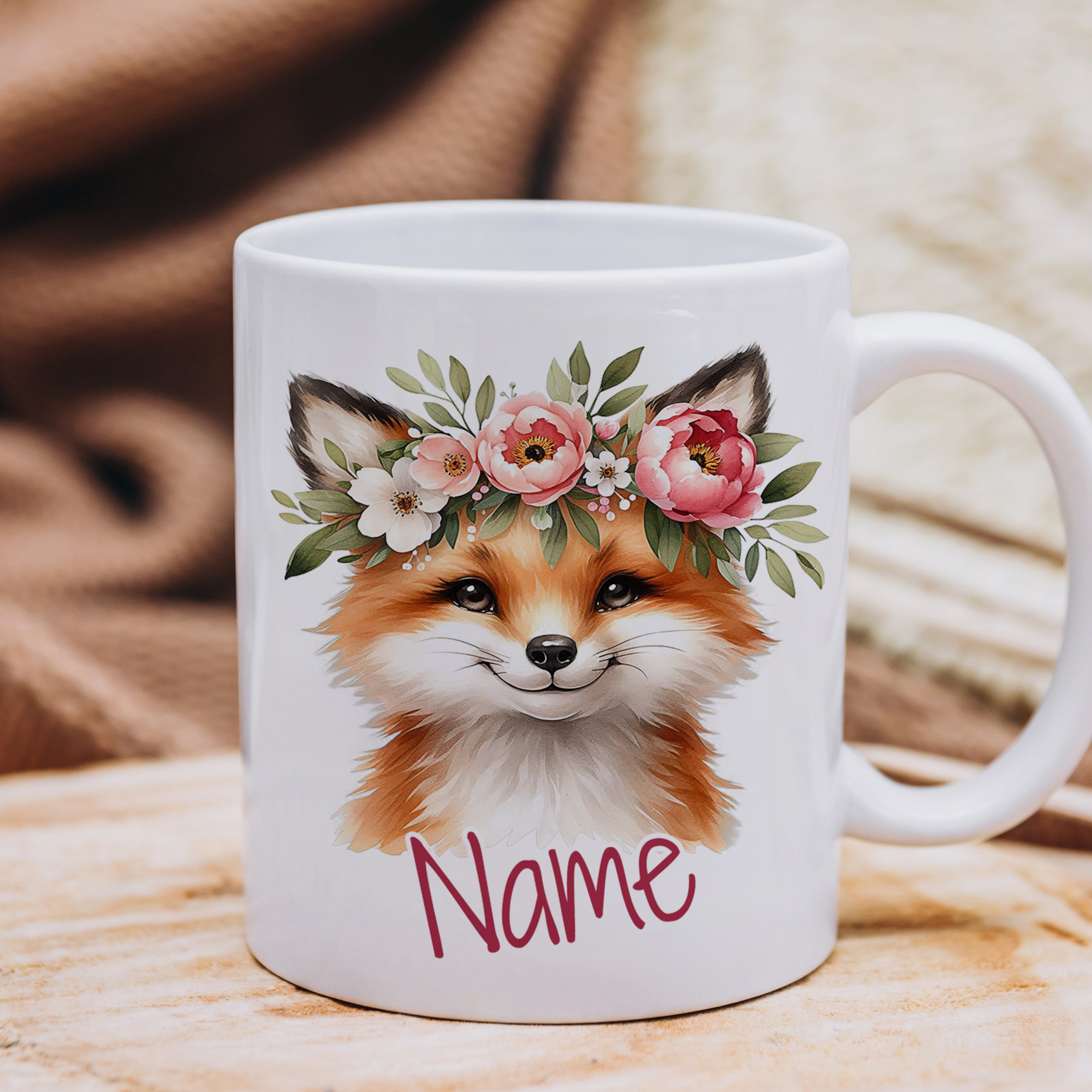 Tasse Fuchs mit Blumen