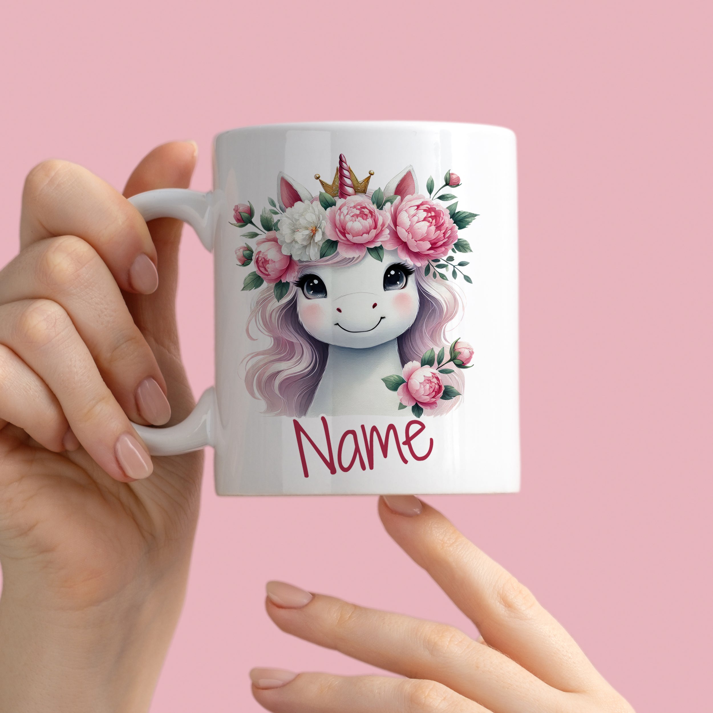 Tasse Einhorn mit Blumen