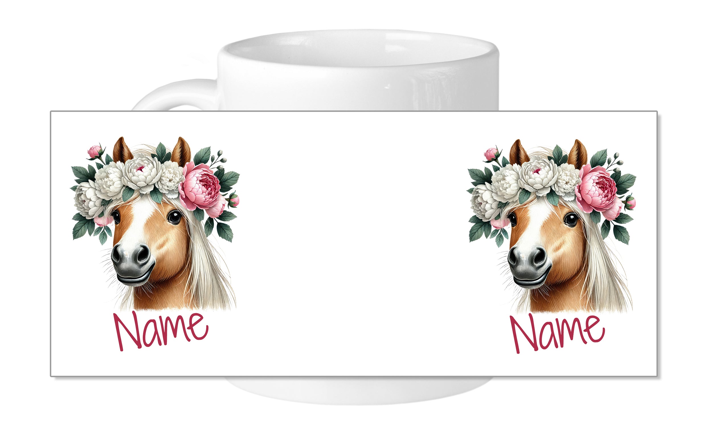 Tasse Pferd mit Blumenkranz