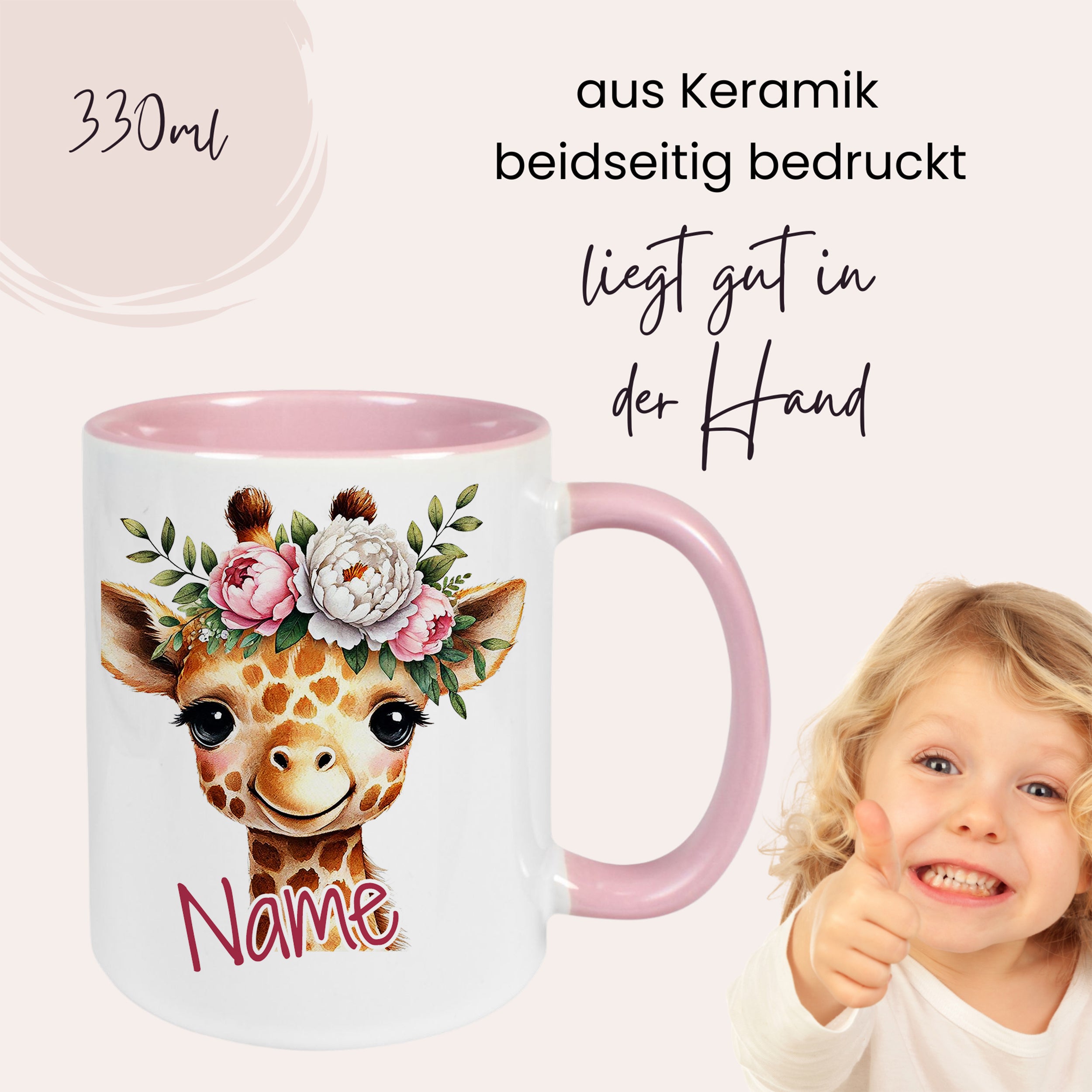 Tasse Giraffe mit Blumen - Ein Lächeln für jeden Tag
