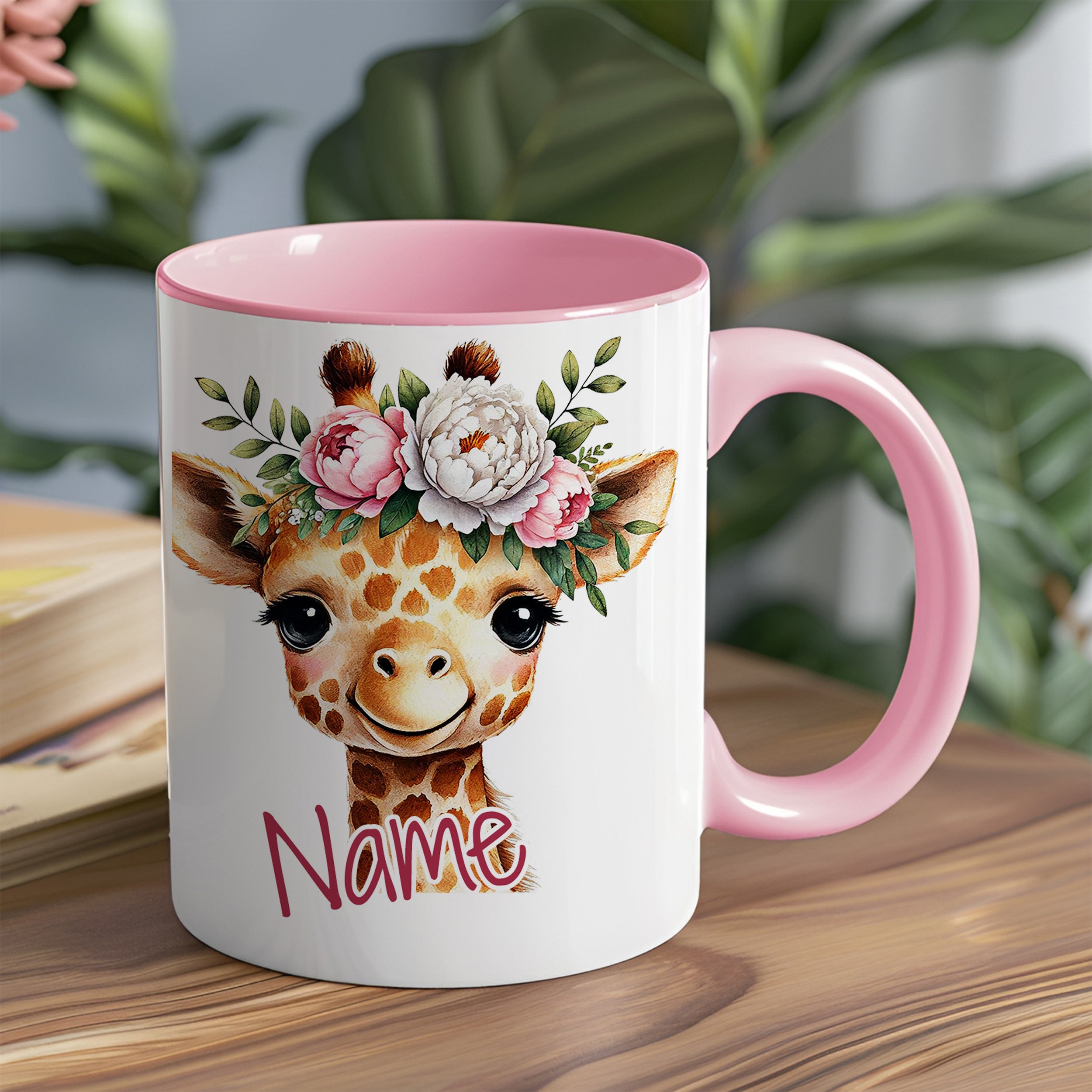 Tasse Giraffe mit Blumen - Ein Lächeln für jeden Tag