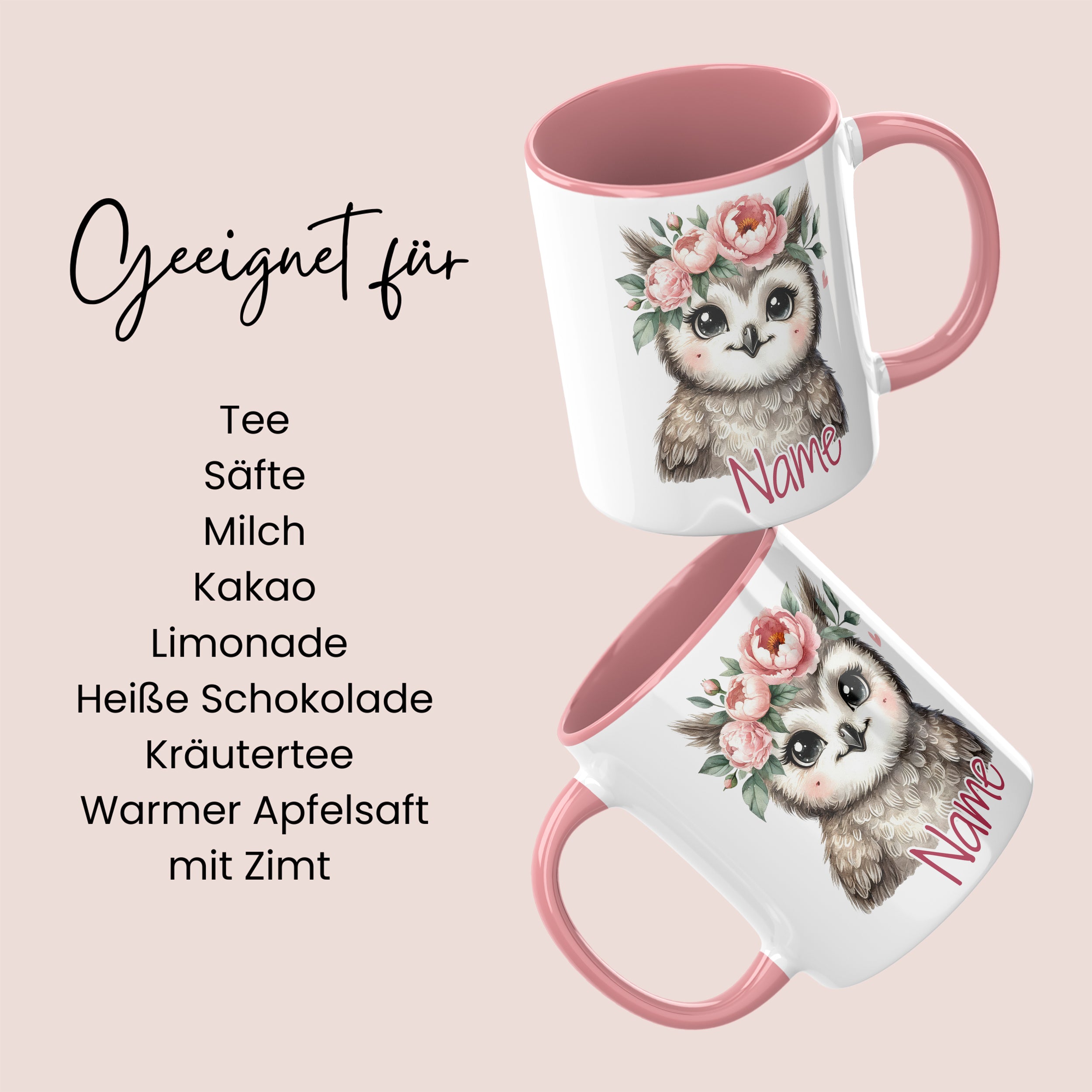 Tasse Eule mit Rosen