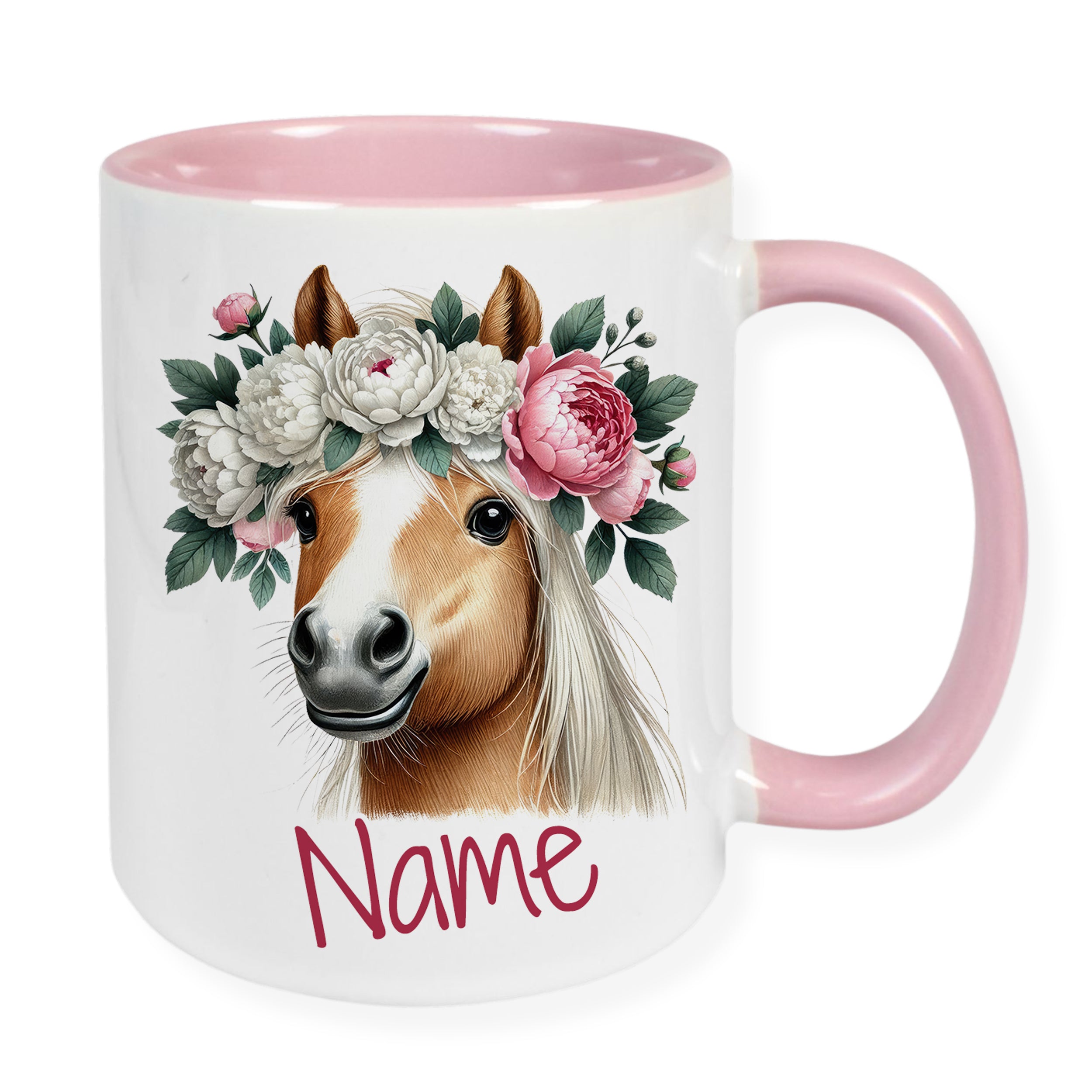 Tasse Pferd mit Blumenkranz