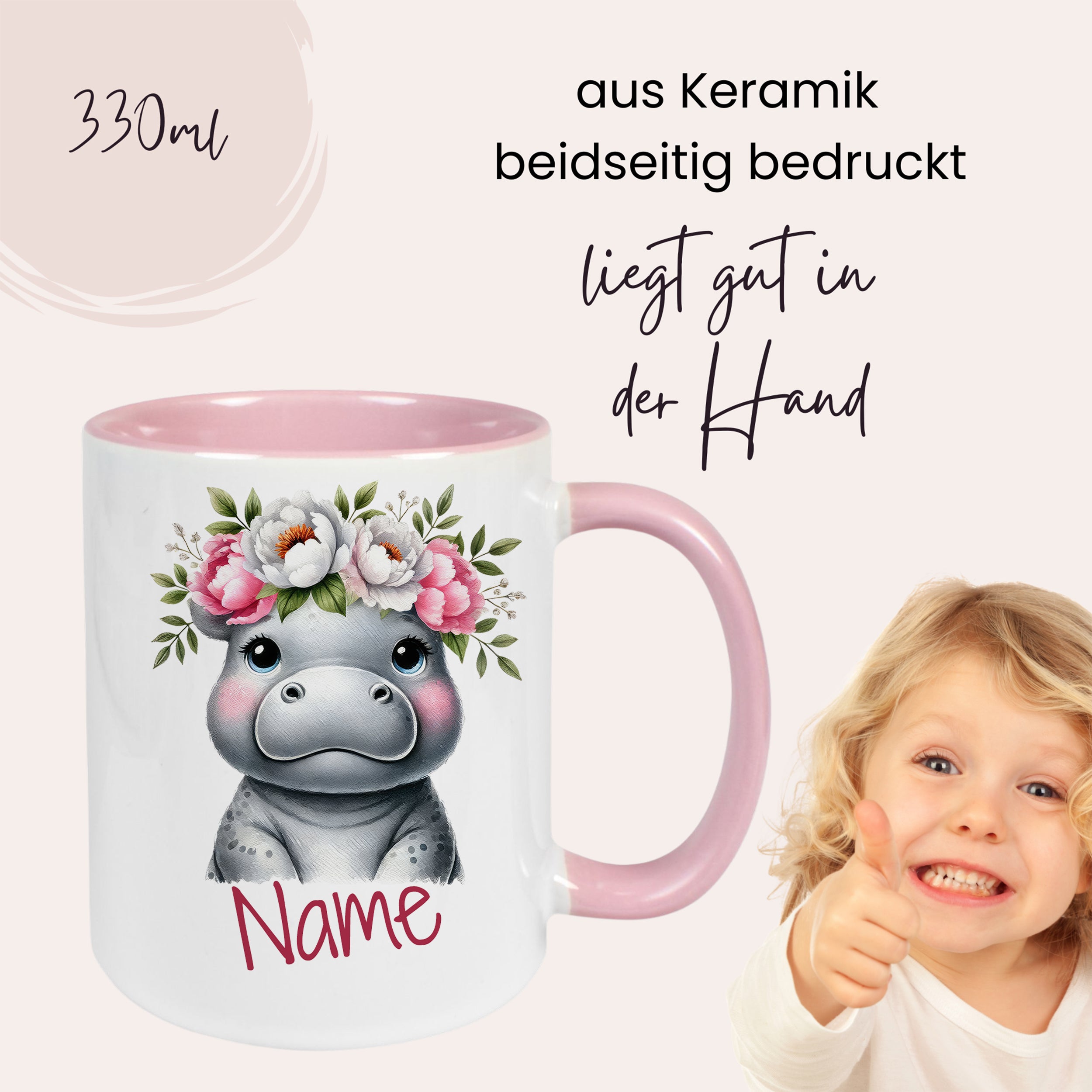 Personalisierte Tasse Nilpferd