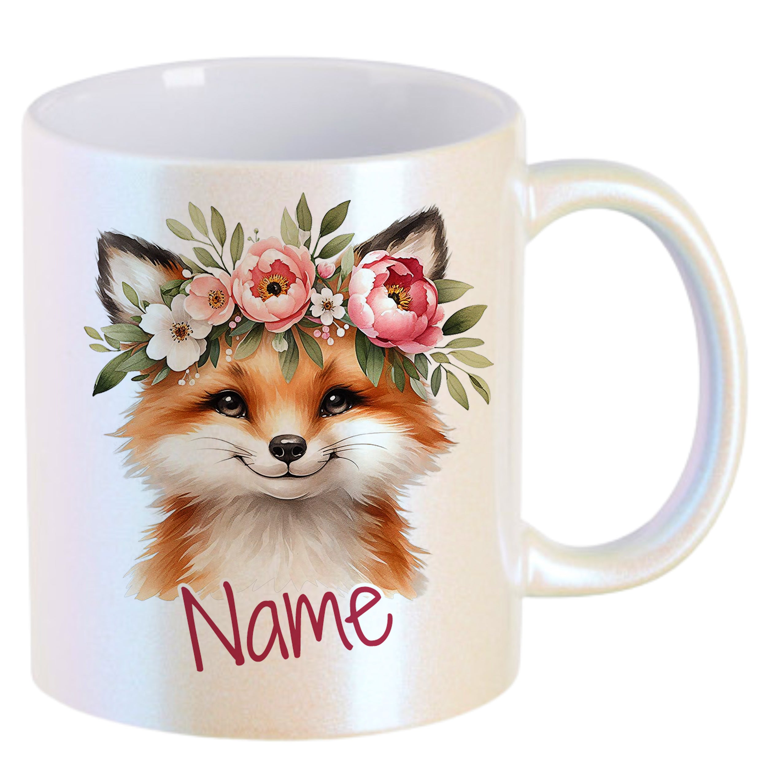 Tasse Fuchs mit Blumenkranz