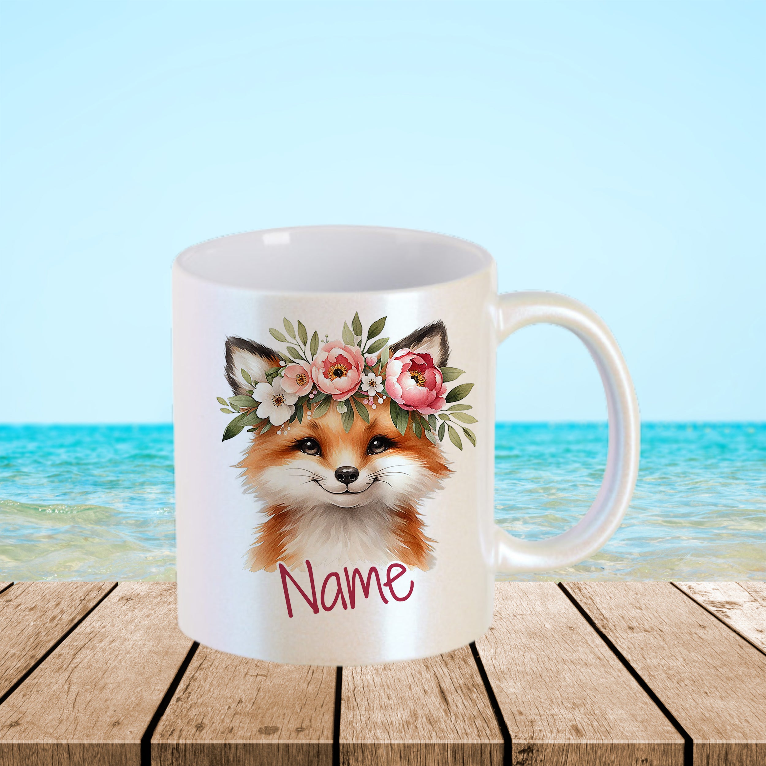 Tasse Fuchs mit Blumenkranz