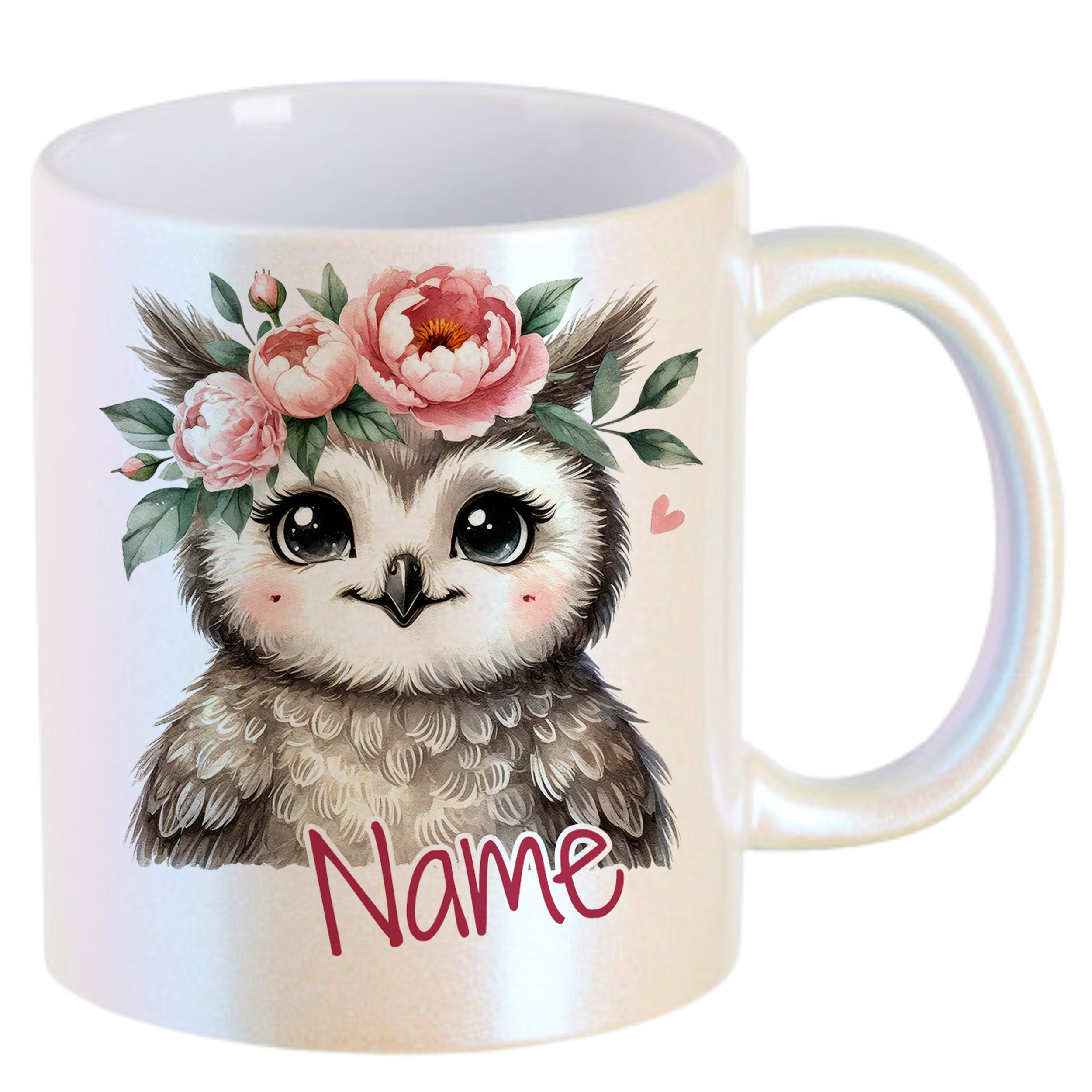 Tasse Eule mit Blumenkranz