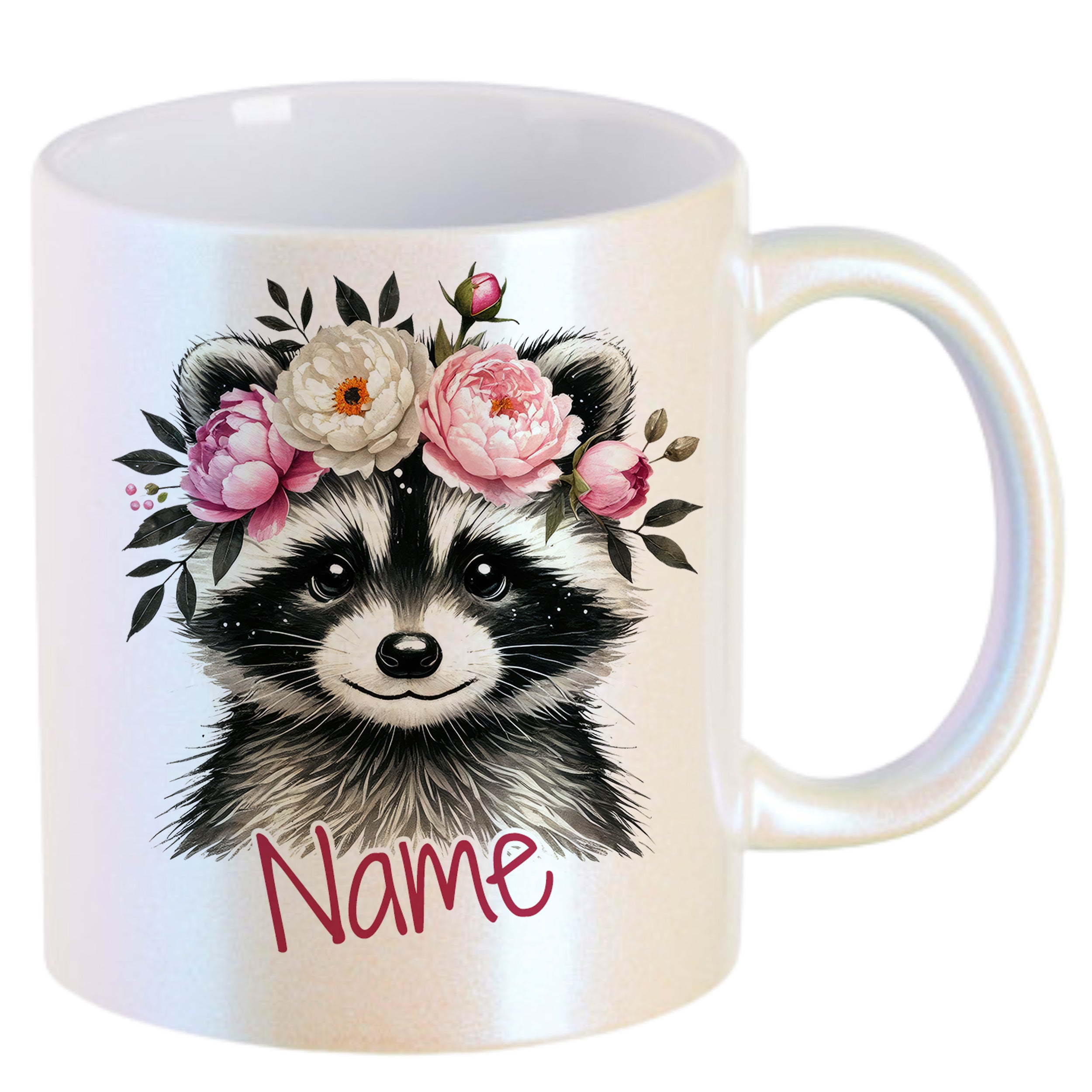 Tasse Waschbär mit Blumen