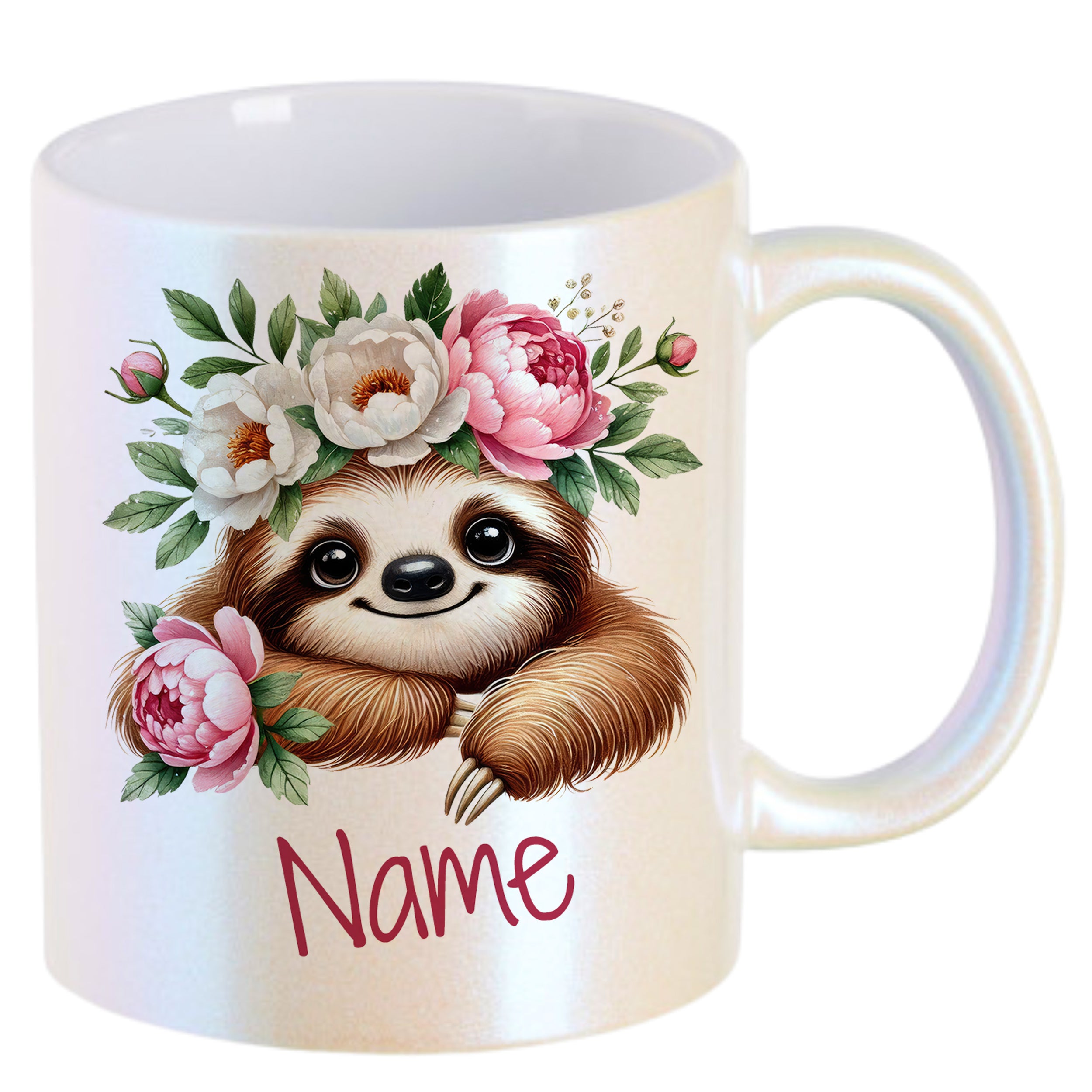 Tasse Faultier mit Blumen