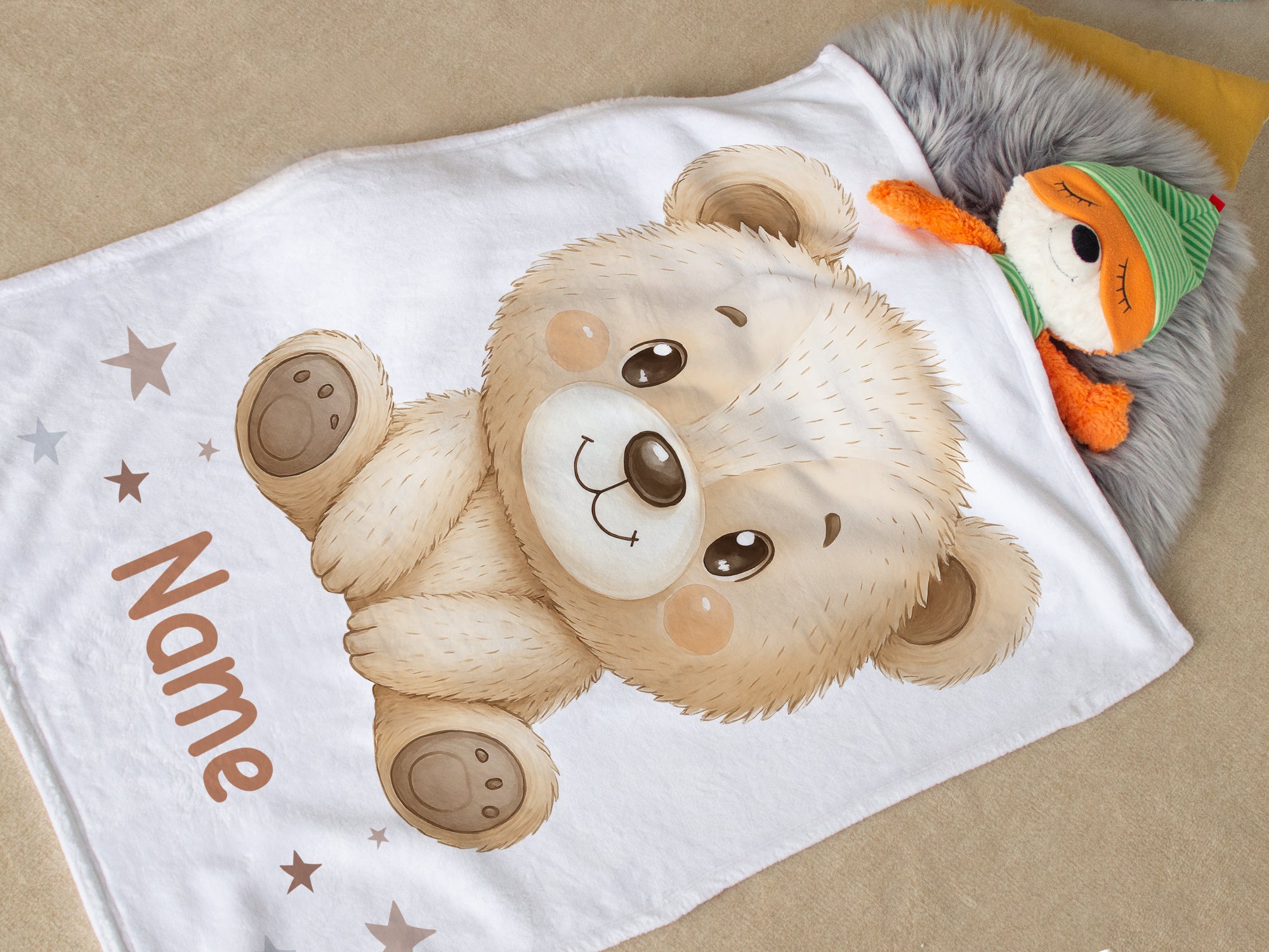 Babydecke mit süßem Bärenmotiv