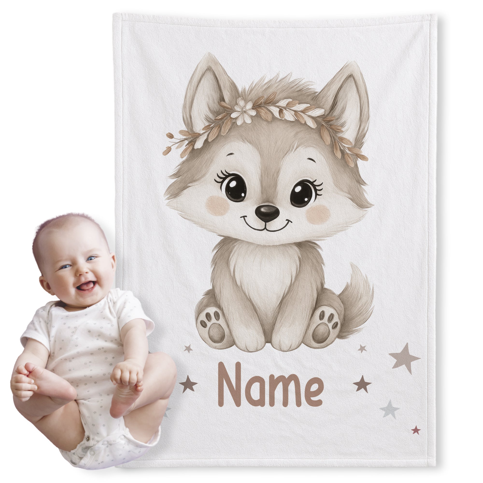 Babydecke mit Wolf