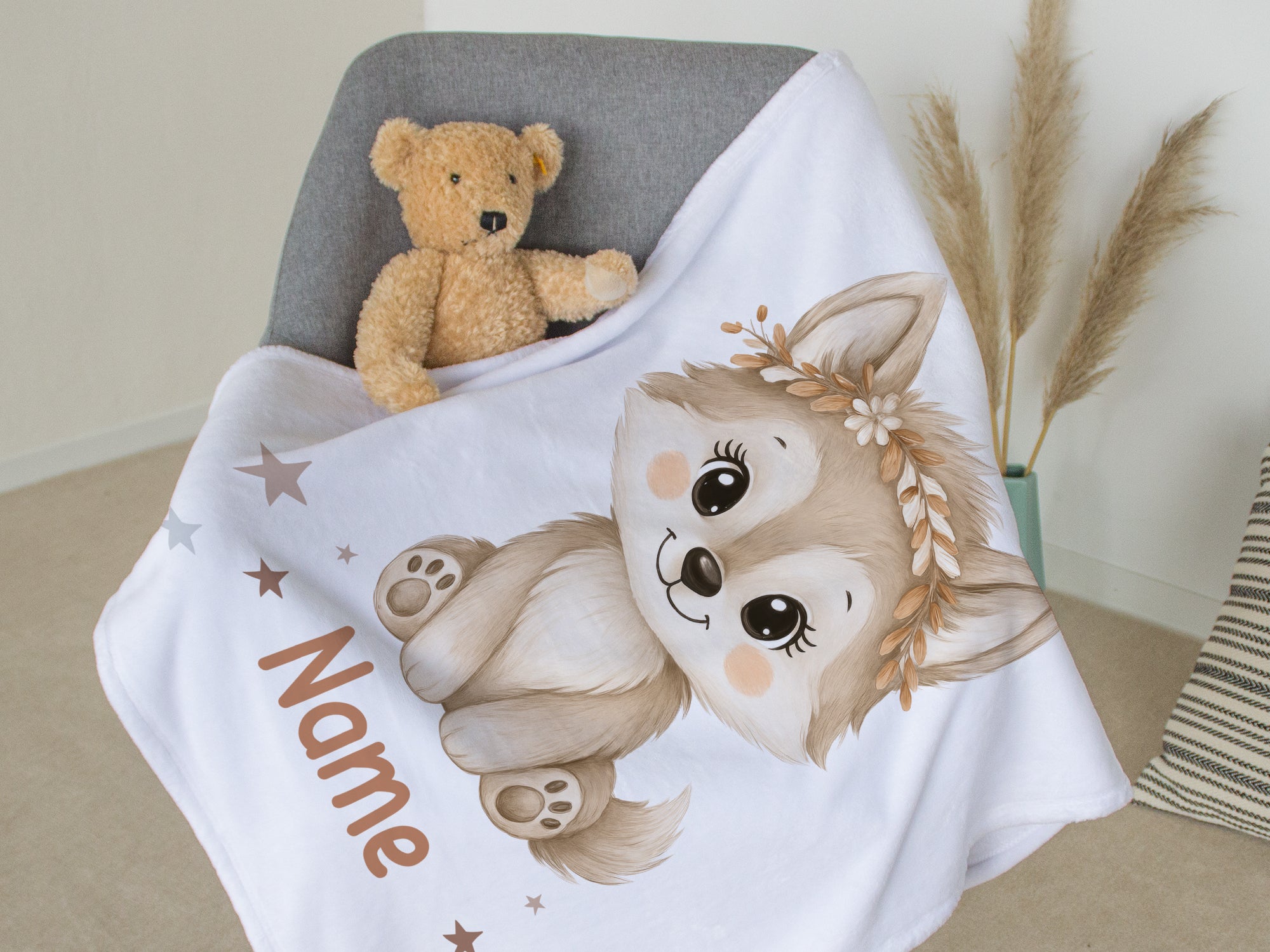 Babydecke mit Wolf