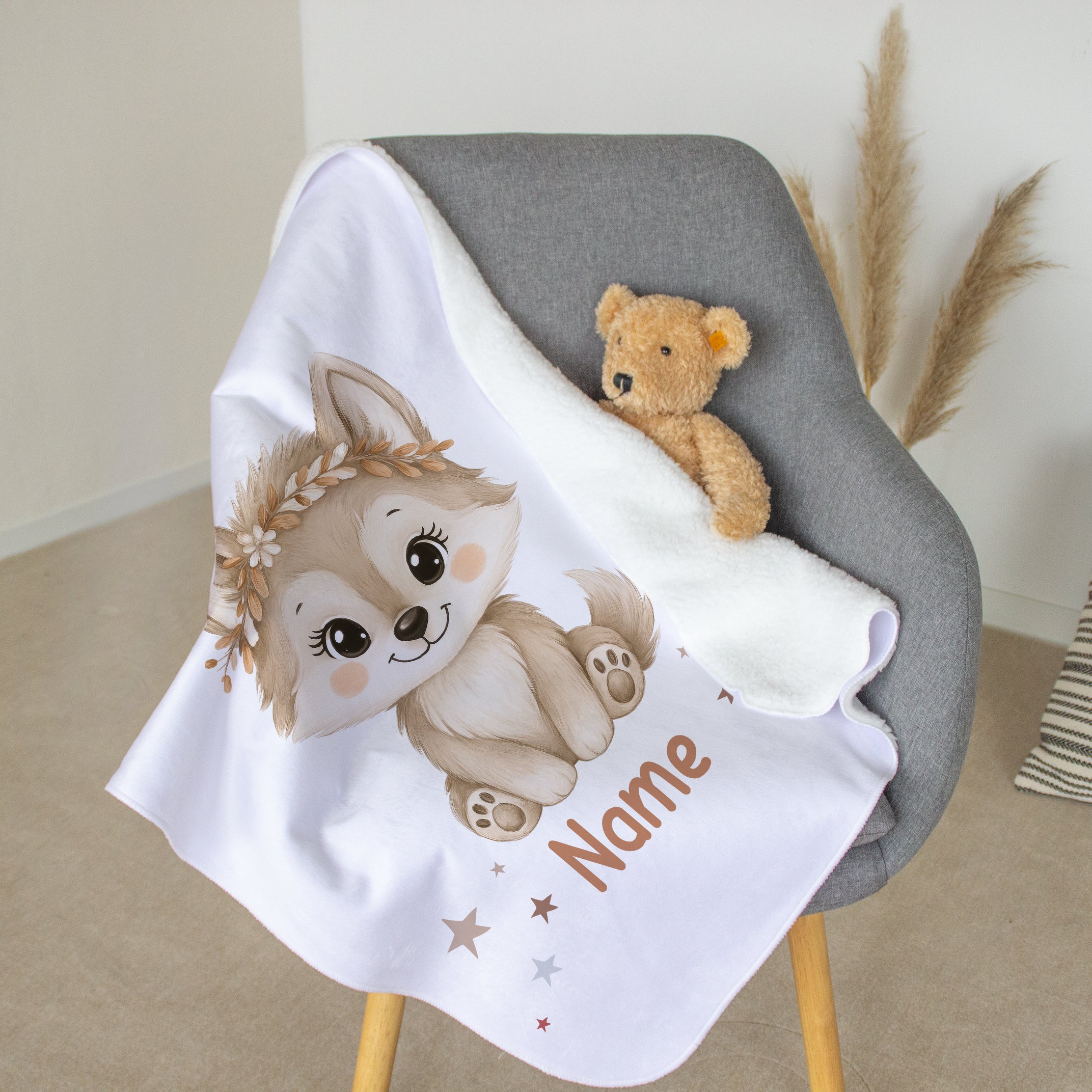 Babydecke mit Wolf