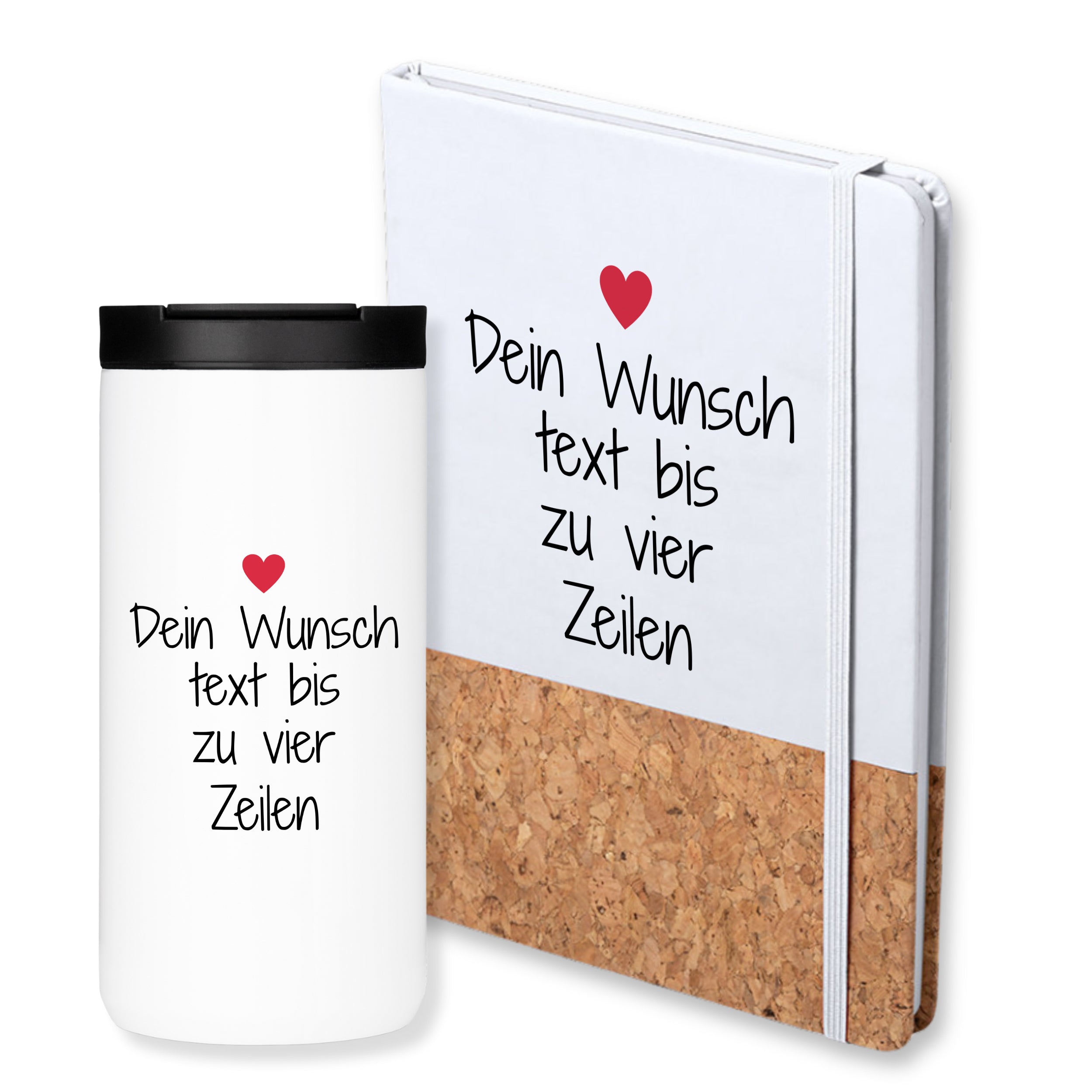 Kaffeebecher mit Notizbuch Set mit Herz
