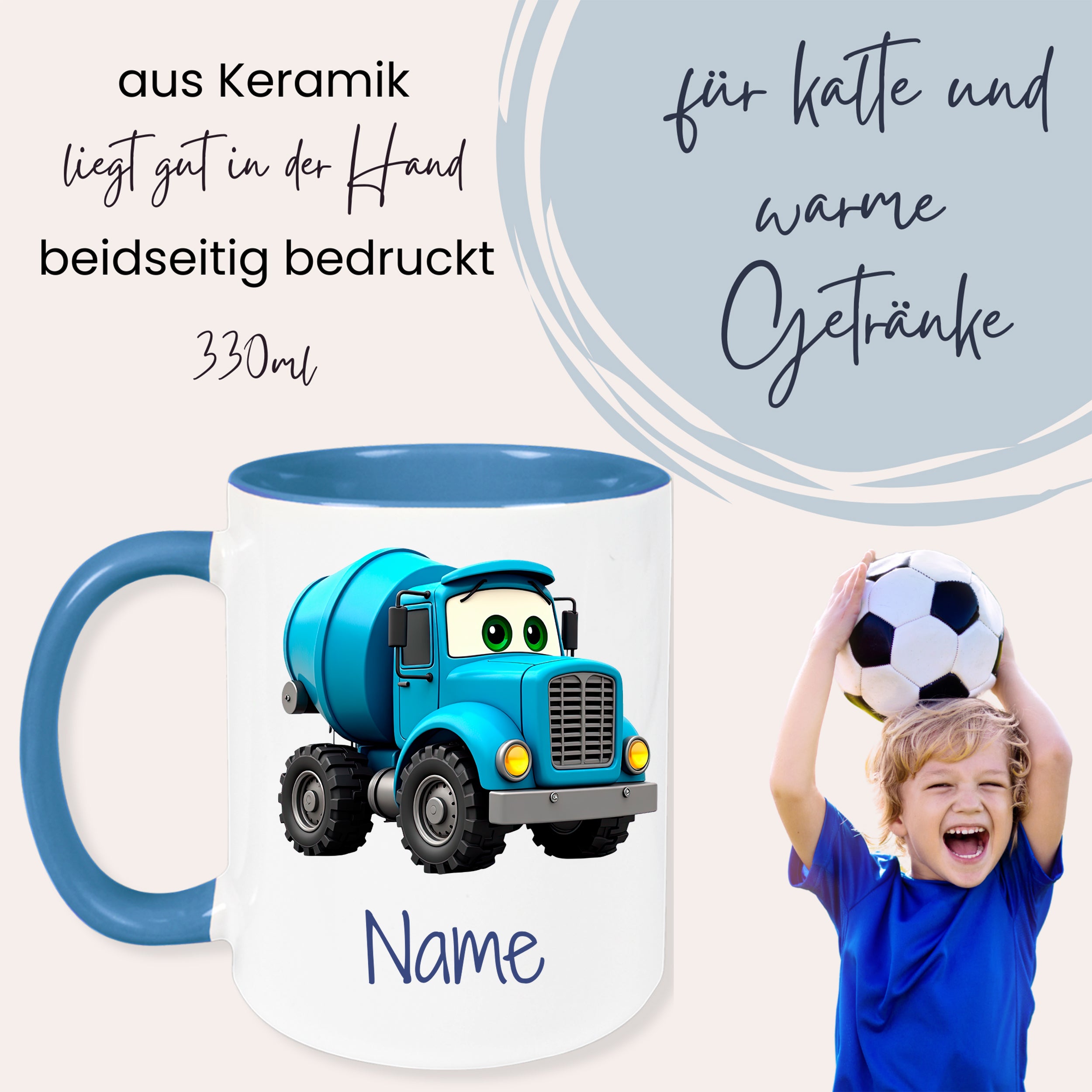 Tasse mit Lkw-Motiv - Für kleine Bauarbeiter