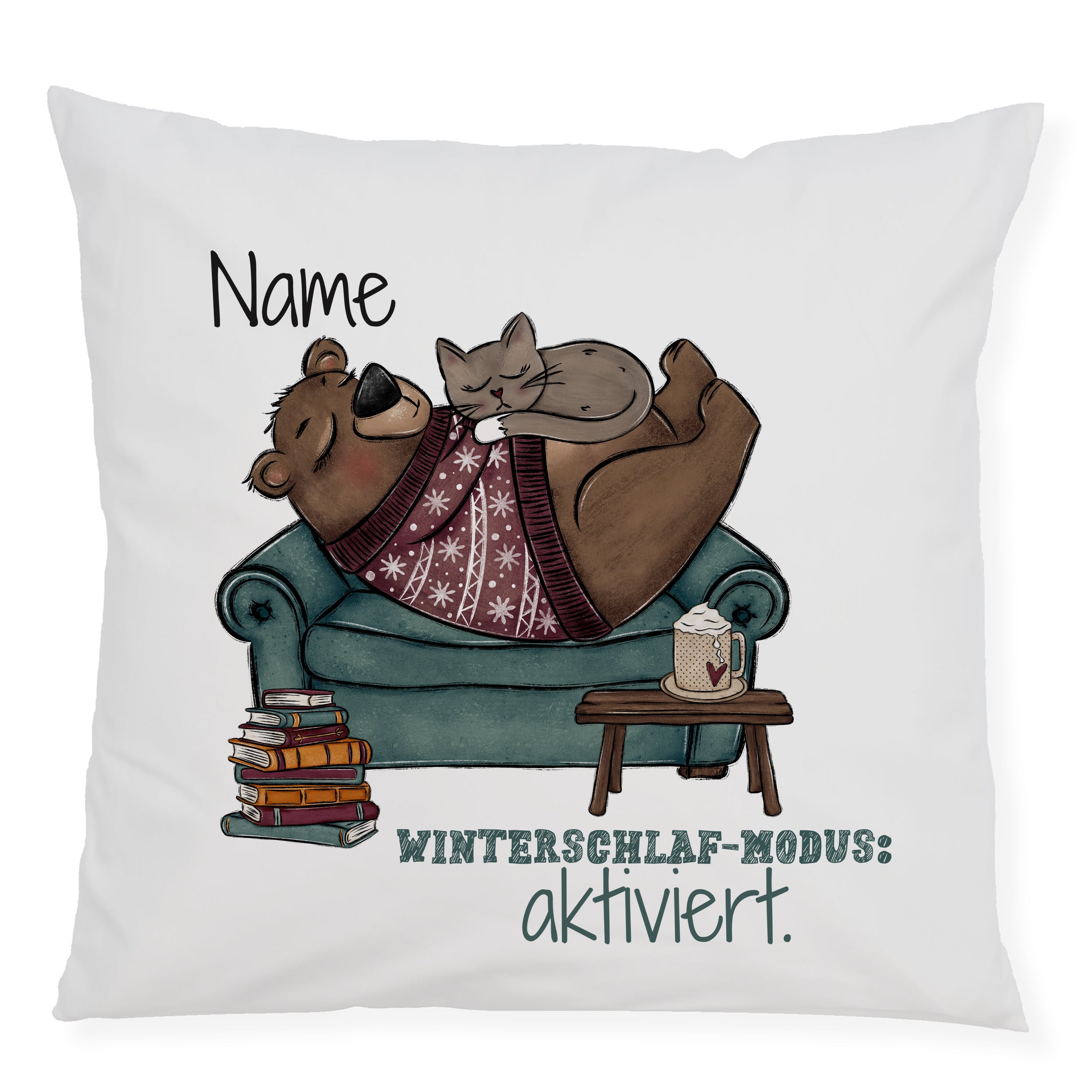 Kissenbezug Bär und Katze