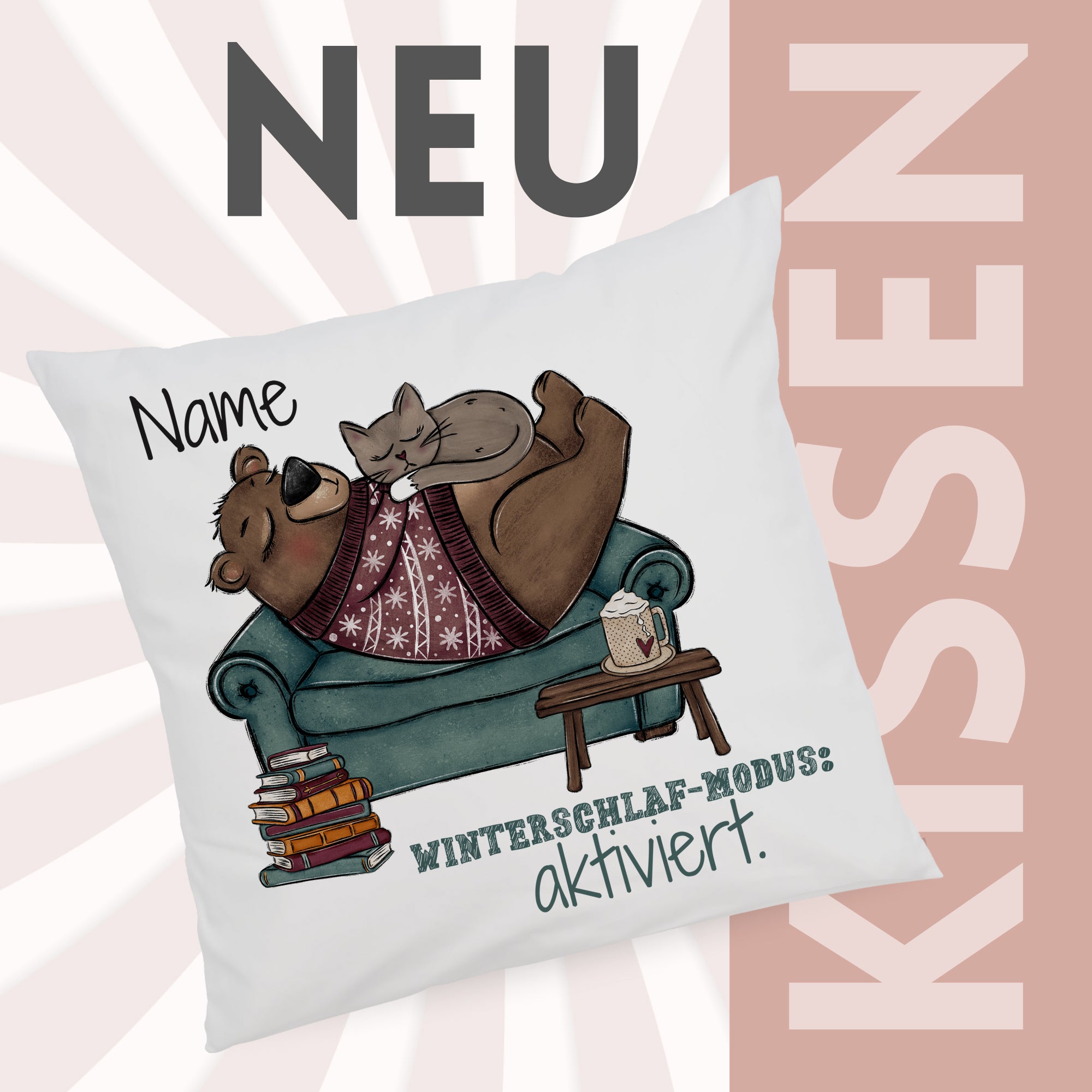 Kissenbezug Bär und Katze