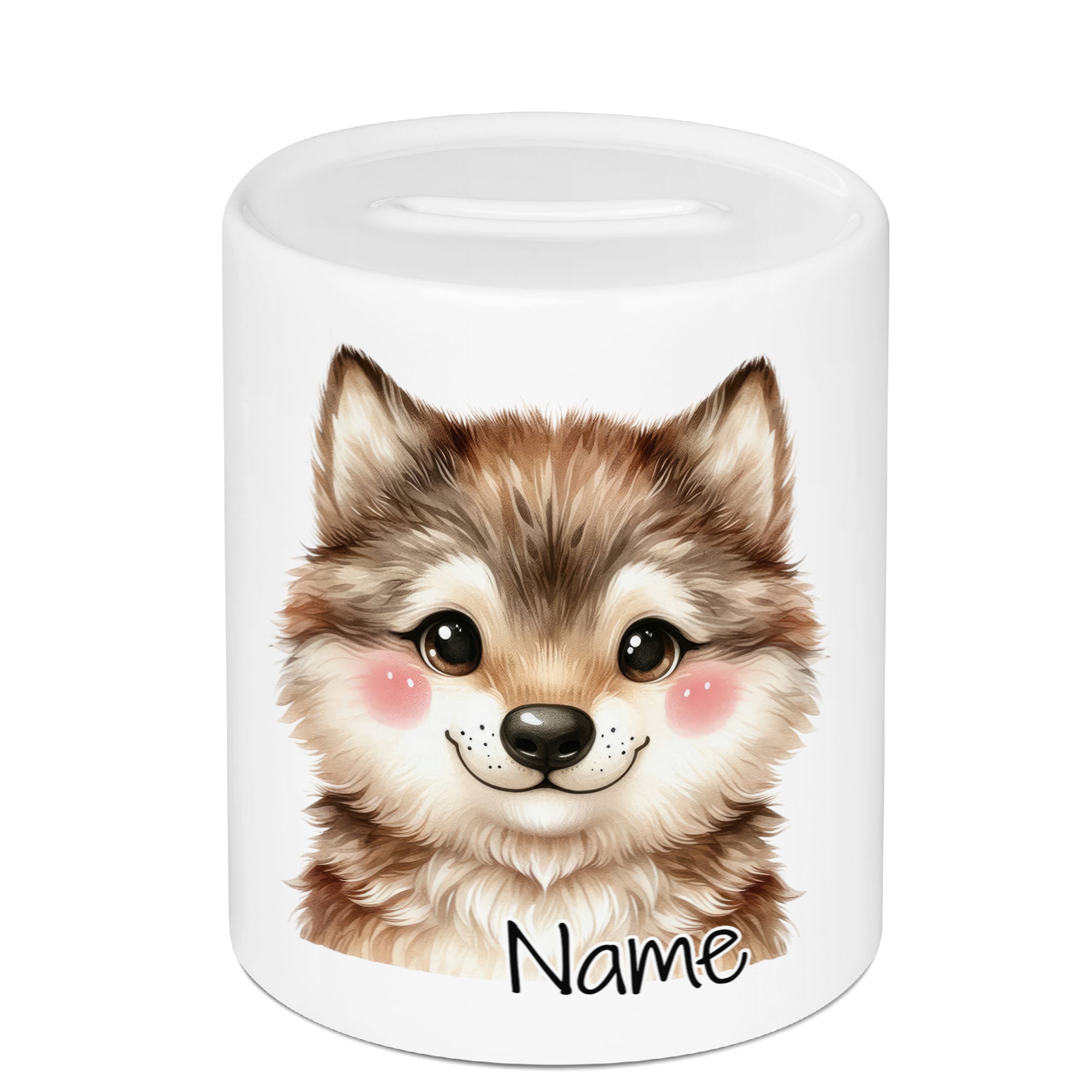 Spardose mit Wolf