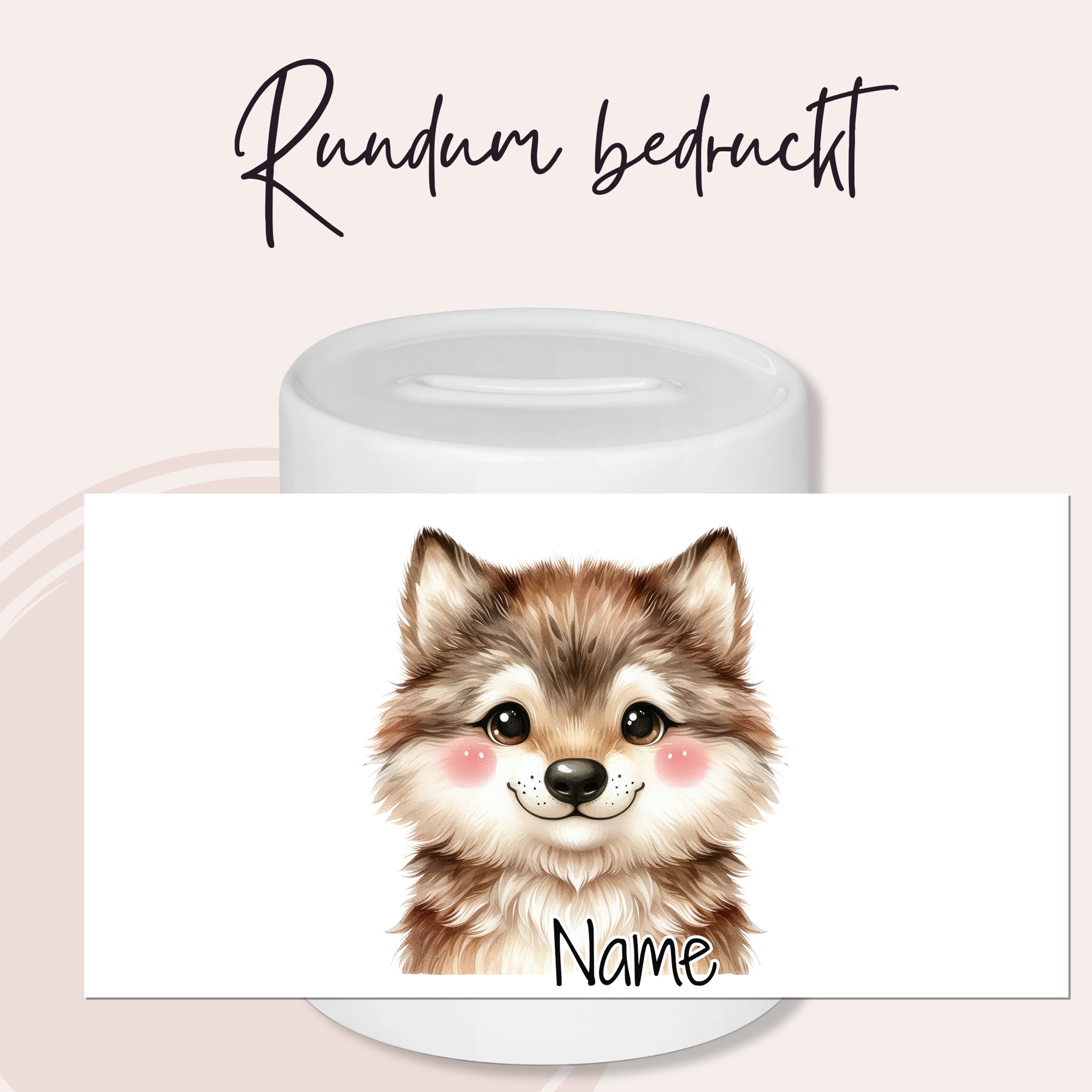 Spardose mit Wolf
