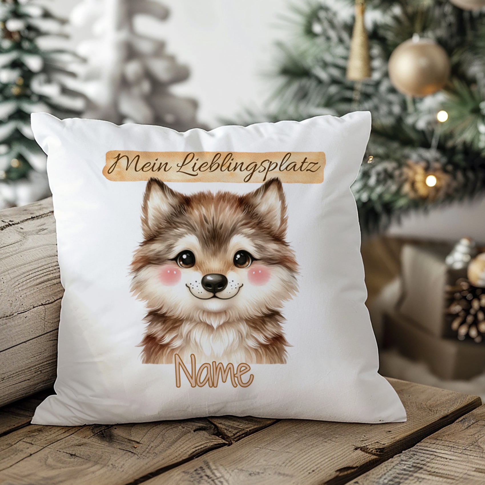 Kissenbezug Lieblingsplatz mit Wolf