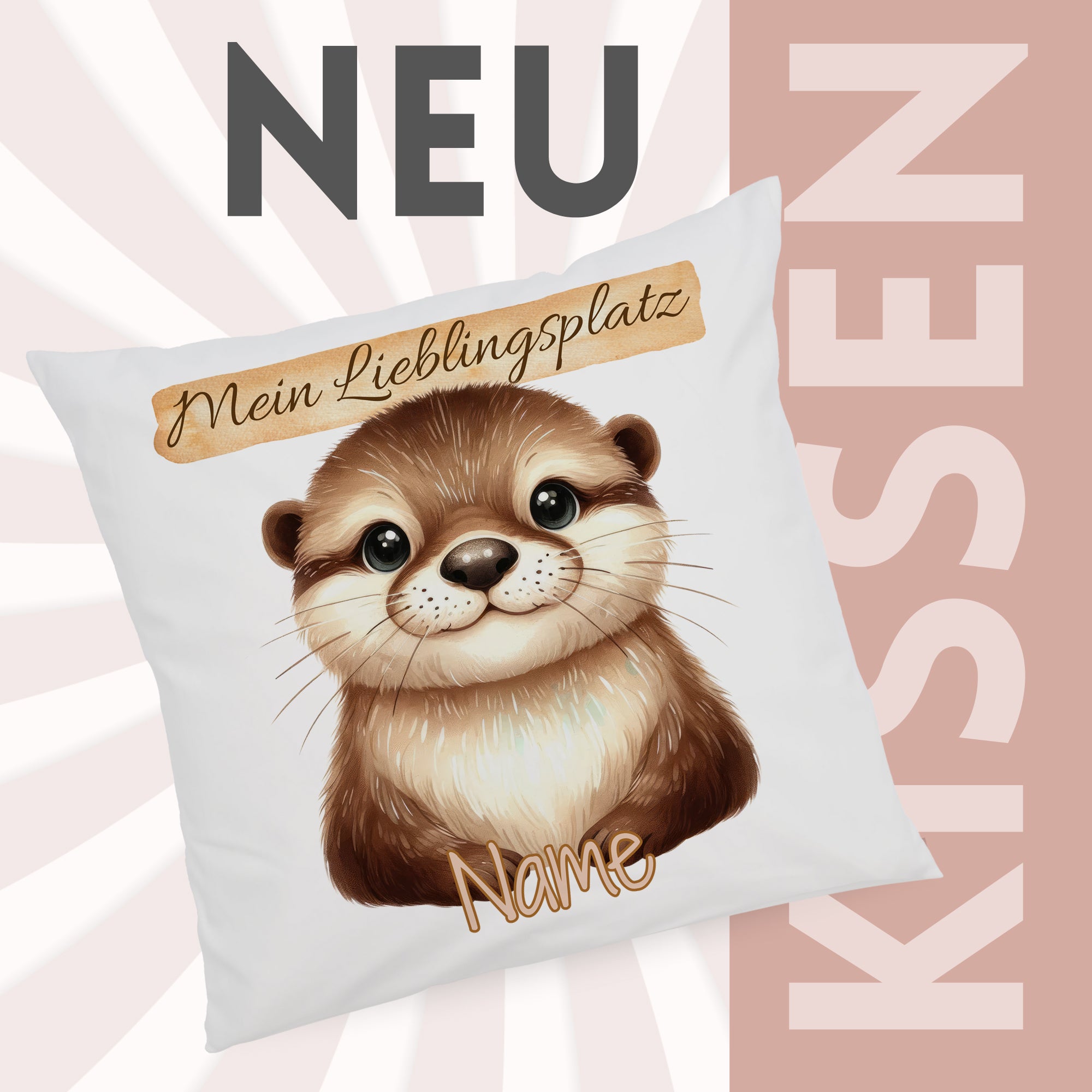 Kissenbezug mit Otter Lieblingsplatz