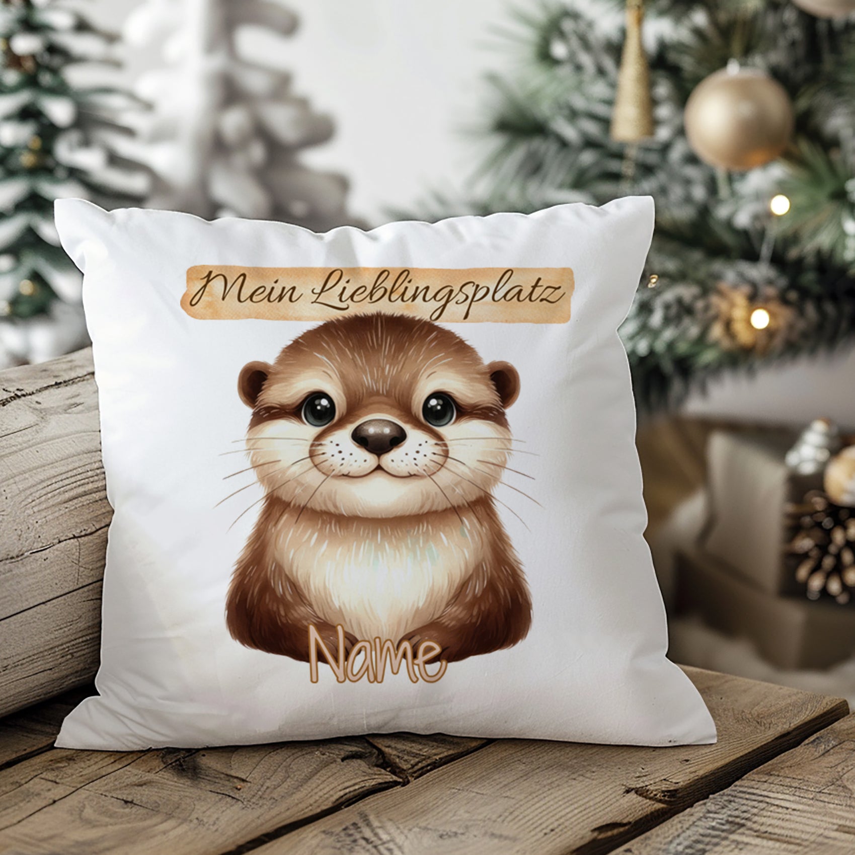 Kissenbezug mit Otter Lieblingsplatz