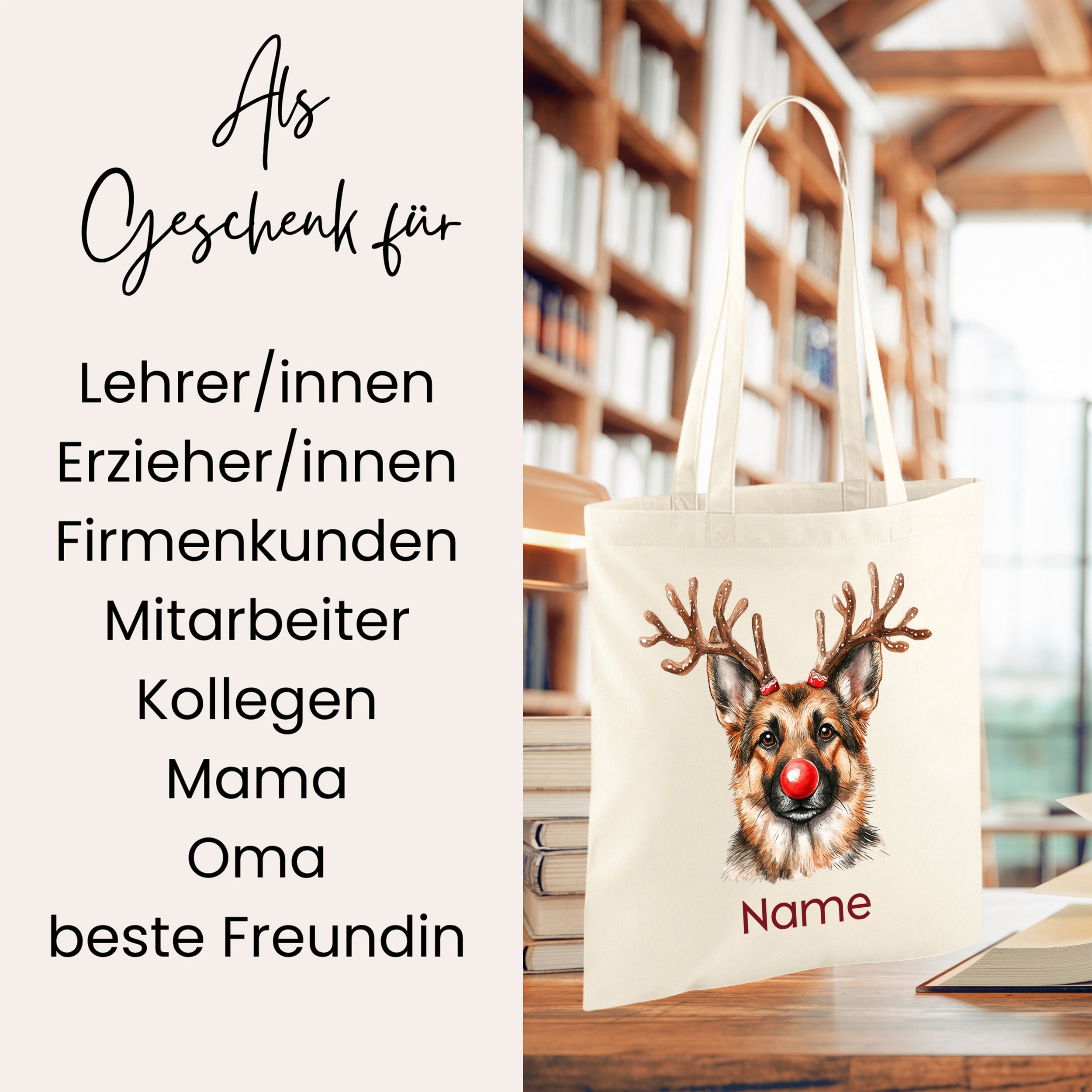 Einkaufstasche Schäferhund- Dein treuer Begleiter für Weihnachtsfreude