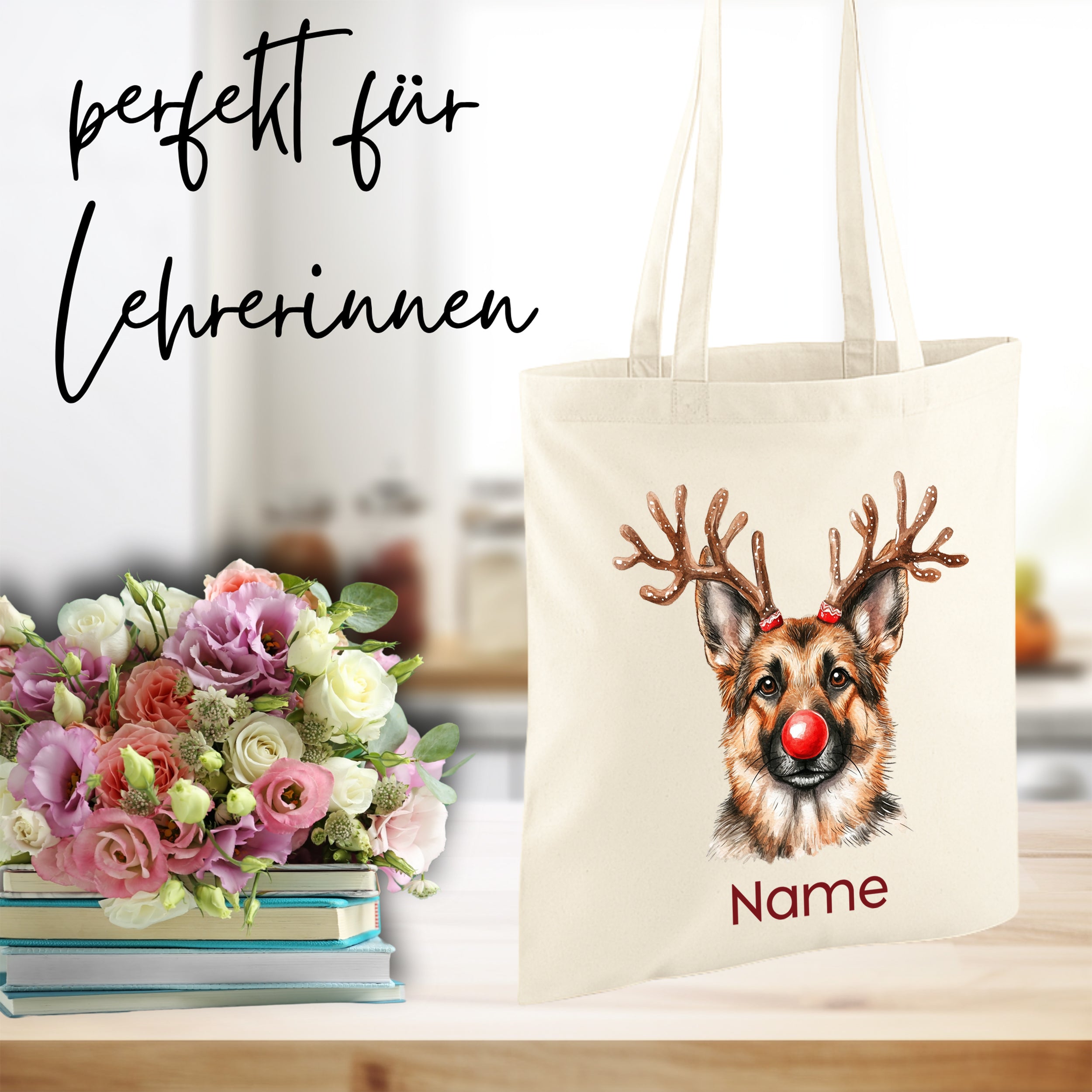 Einkaufstasche Schäferhund- Dein treuer Begleiter für Weihnachtsfreude