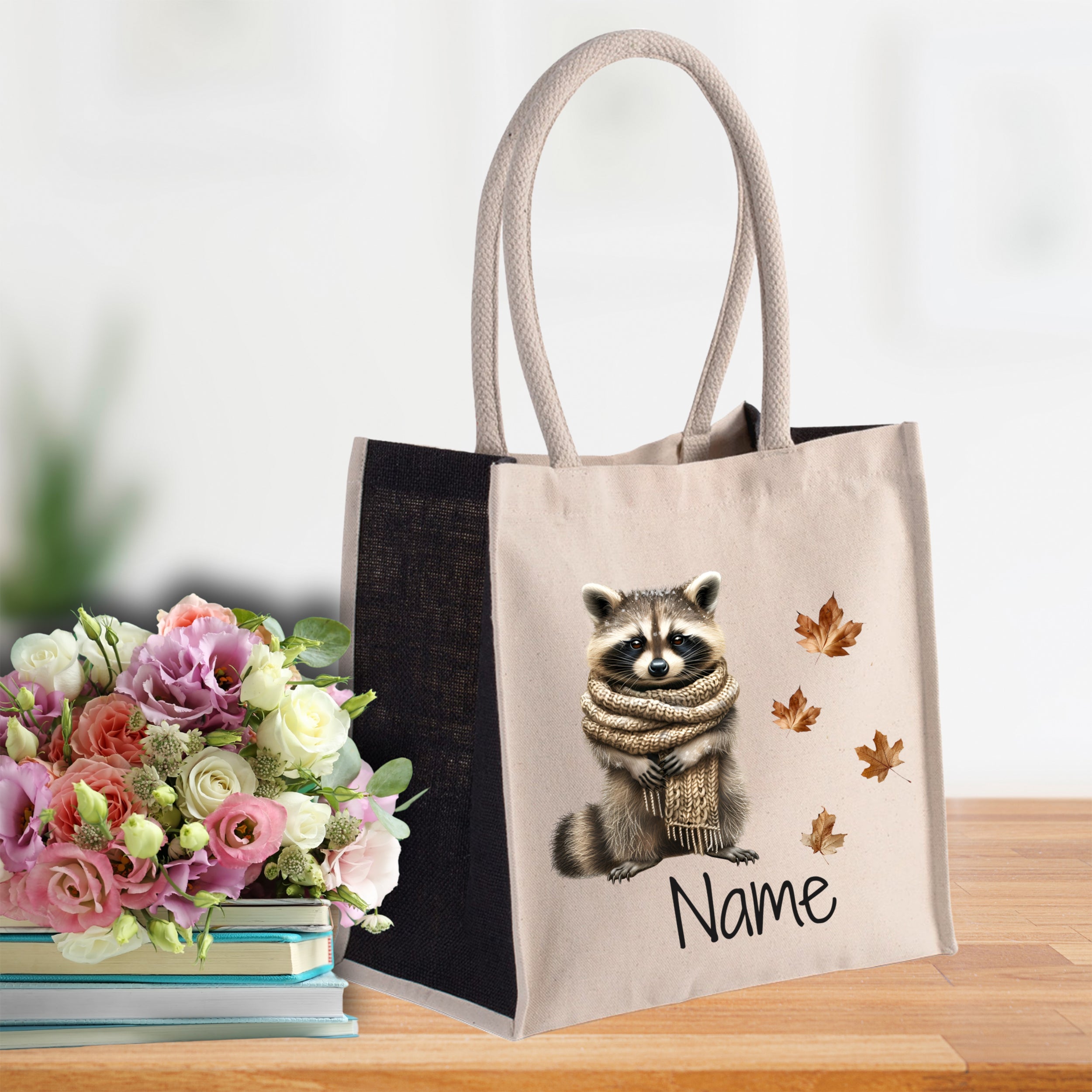 Tasche Waschbär im Herbst