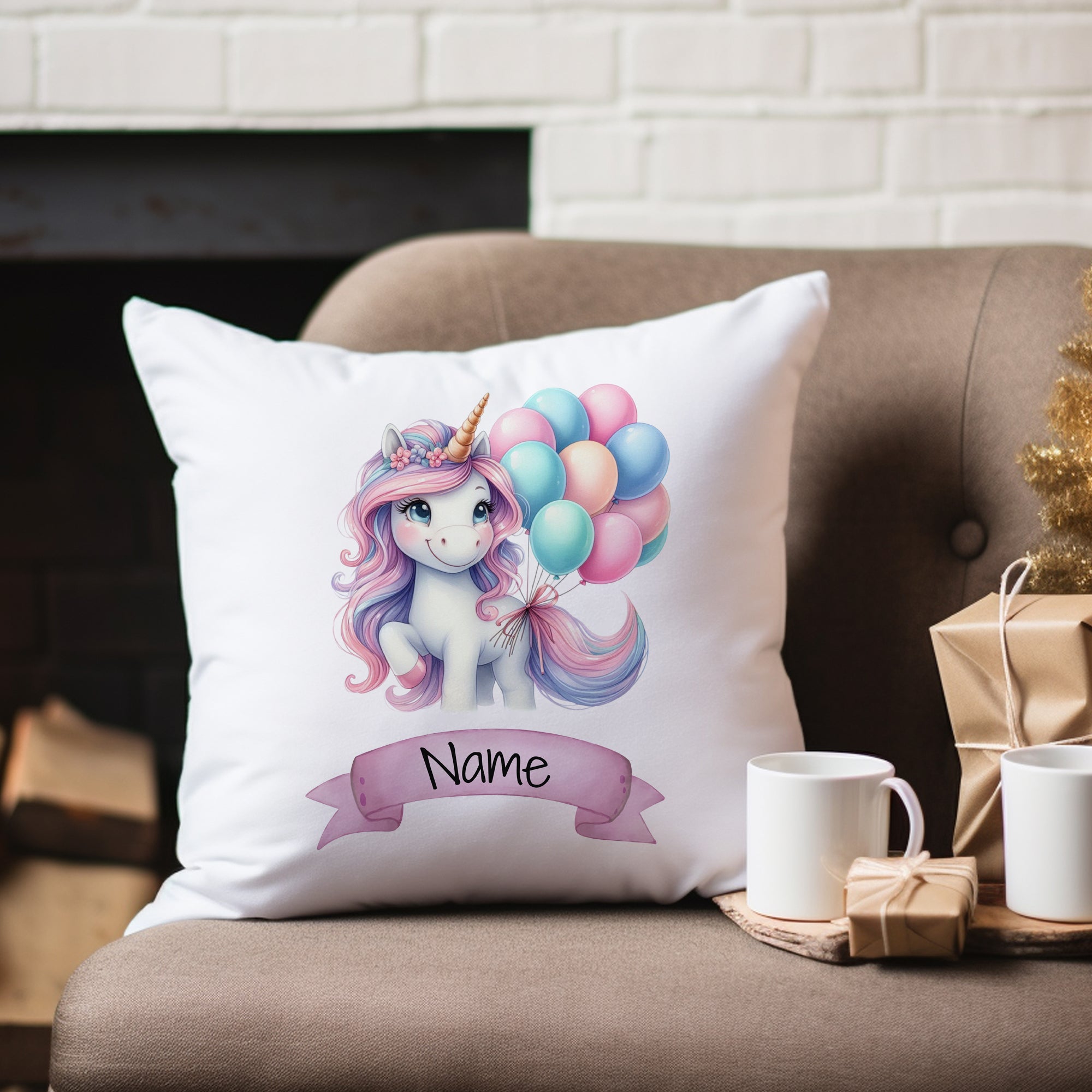 Kissenbezug Einhorn mit Ballons