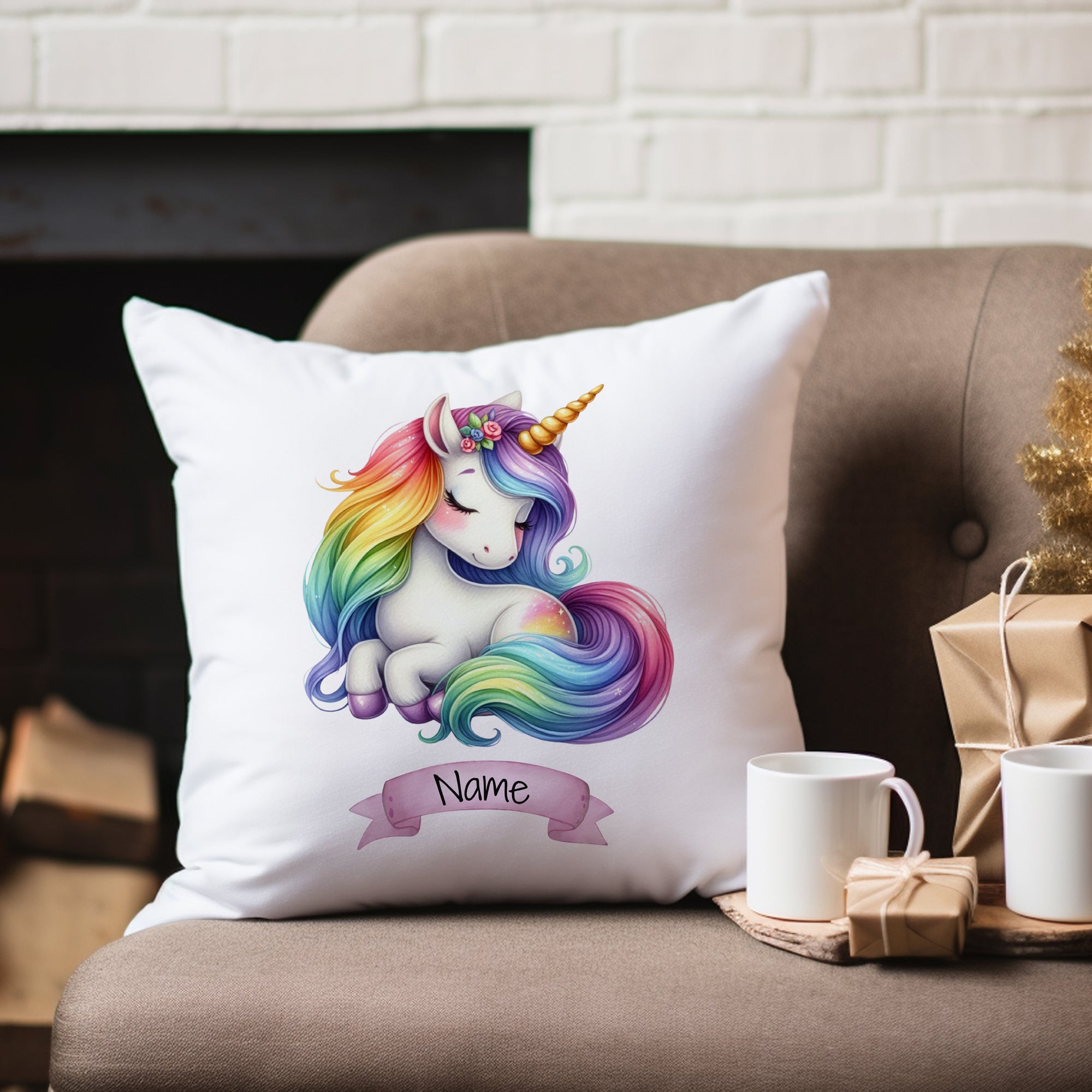 Kissenbezug Einhorn Regenbogen