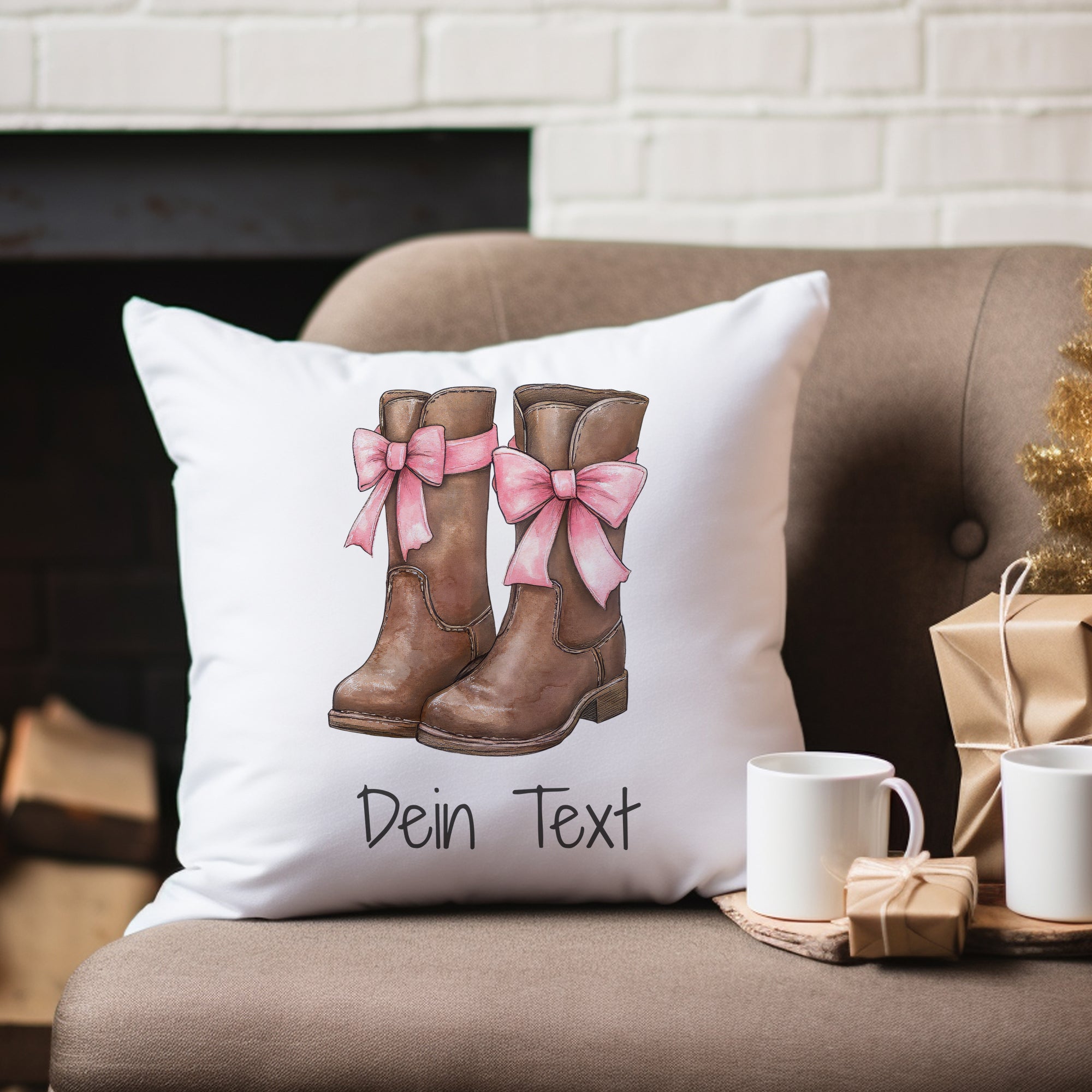 Kissenbezug mit Stiefeln