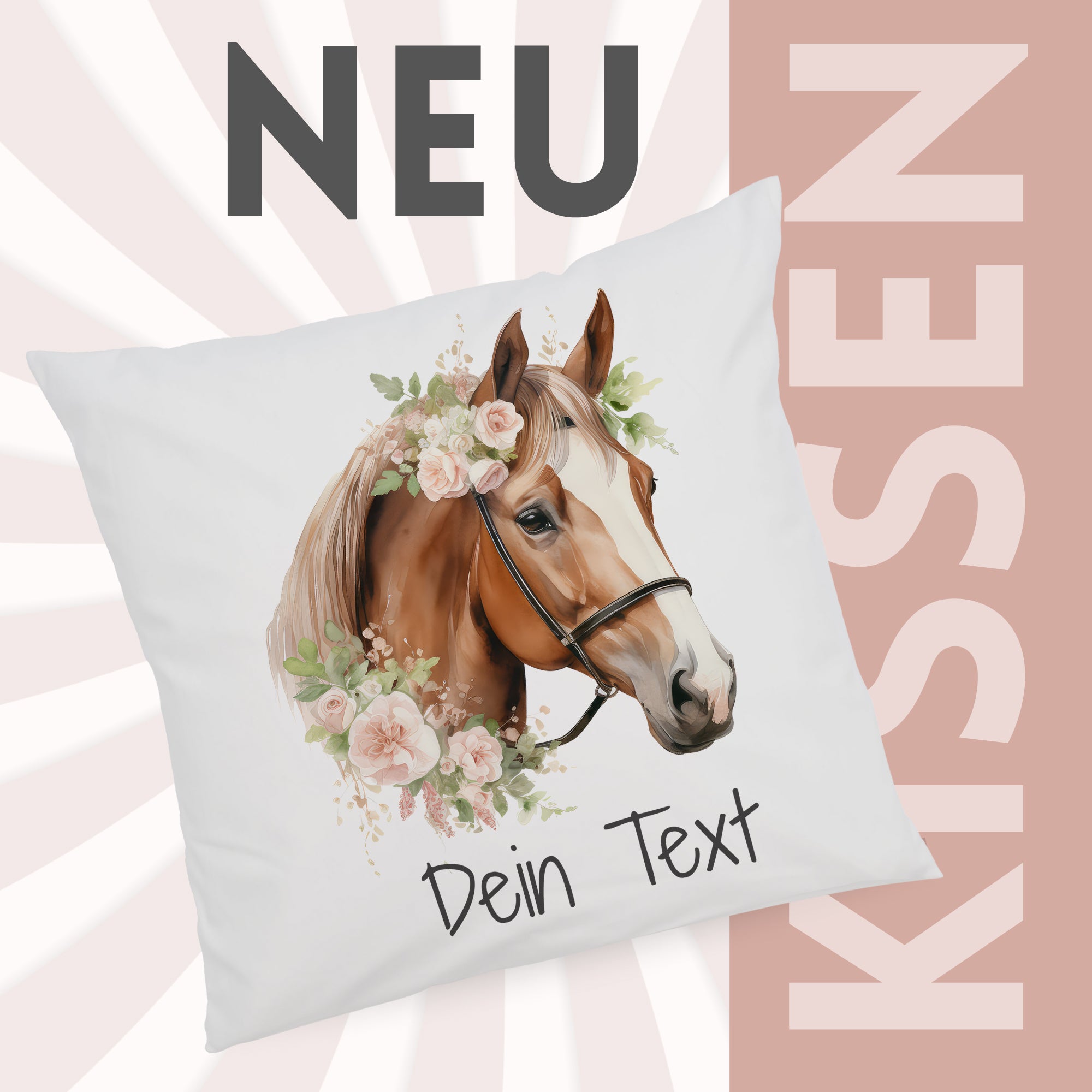 Kissenbezug Pferd mit Blumen