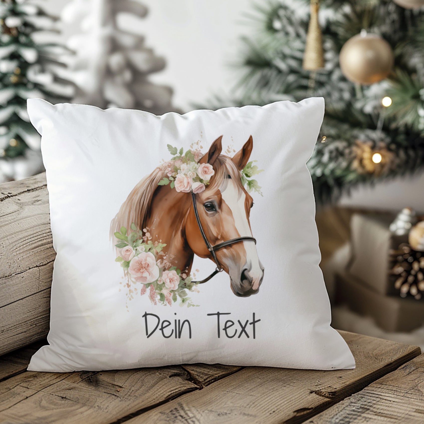 Kissenbezug Pferd mit Blumen