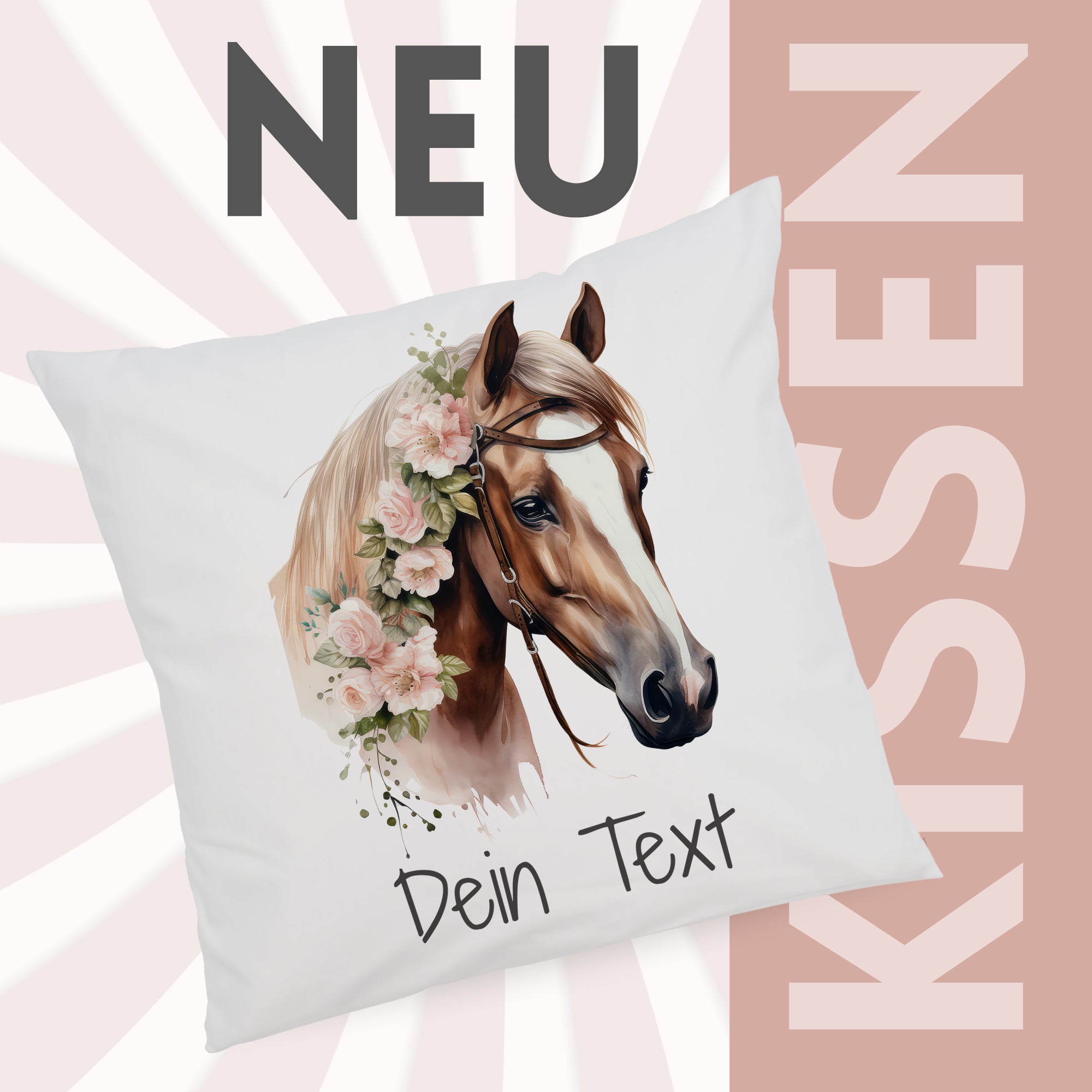 Kissenbezug Pferd mit Blumen