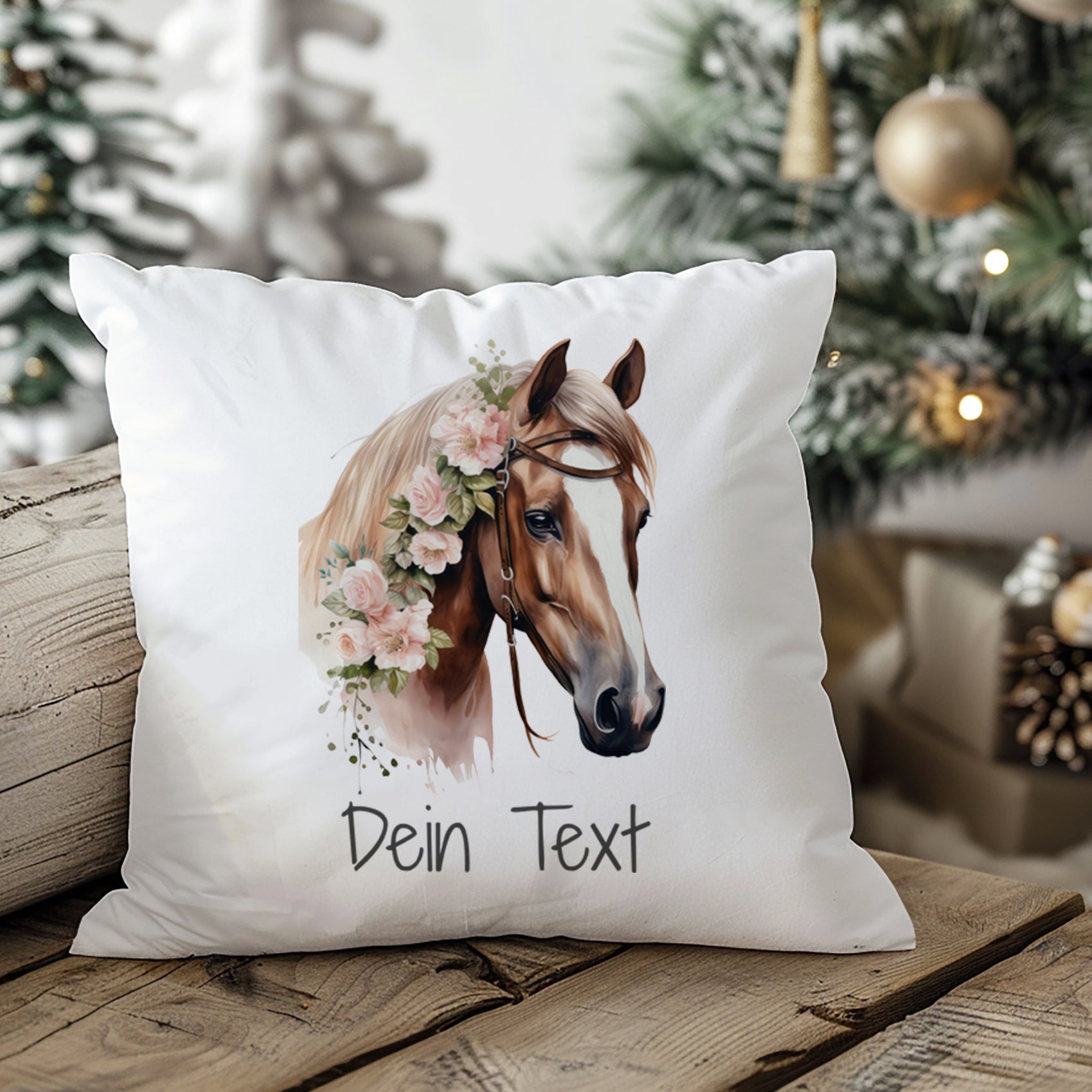 Kissenbezug Pferd mit Blumen