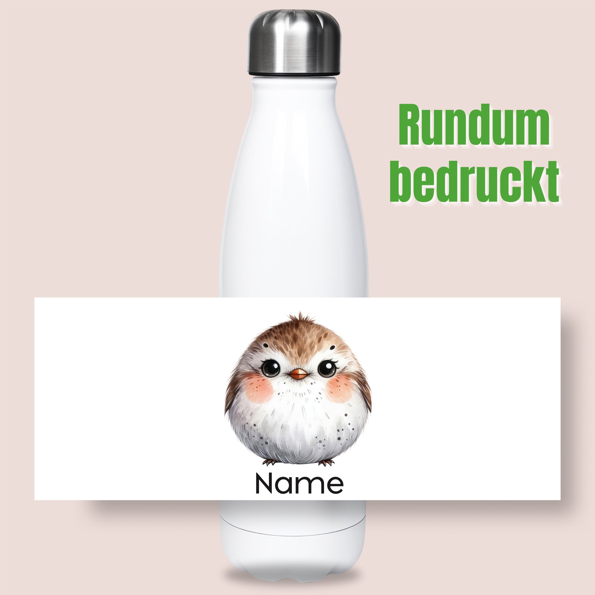 Thermoflasche mit Vogelmotiv