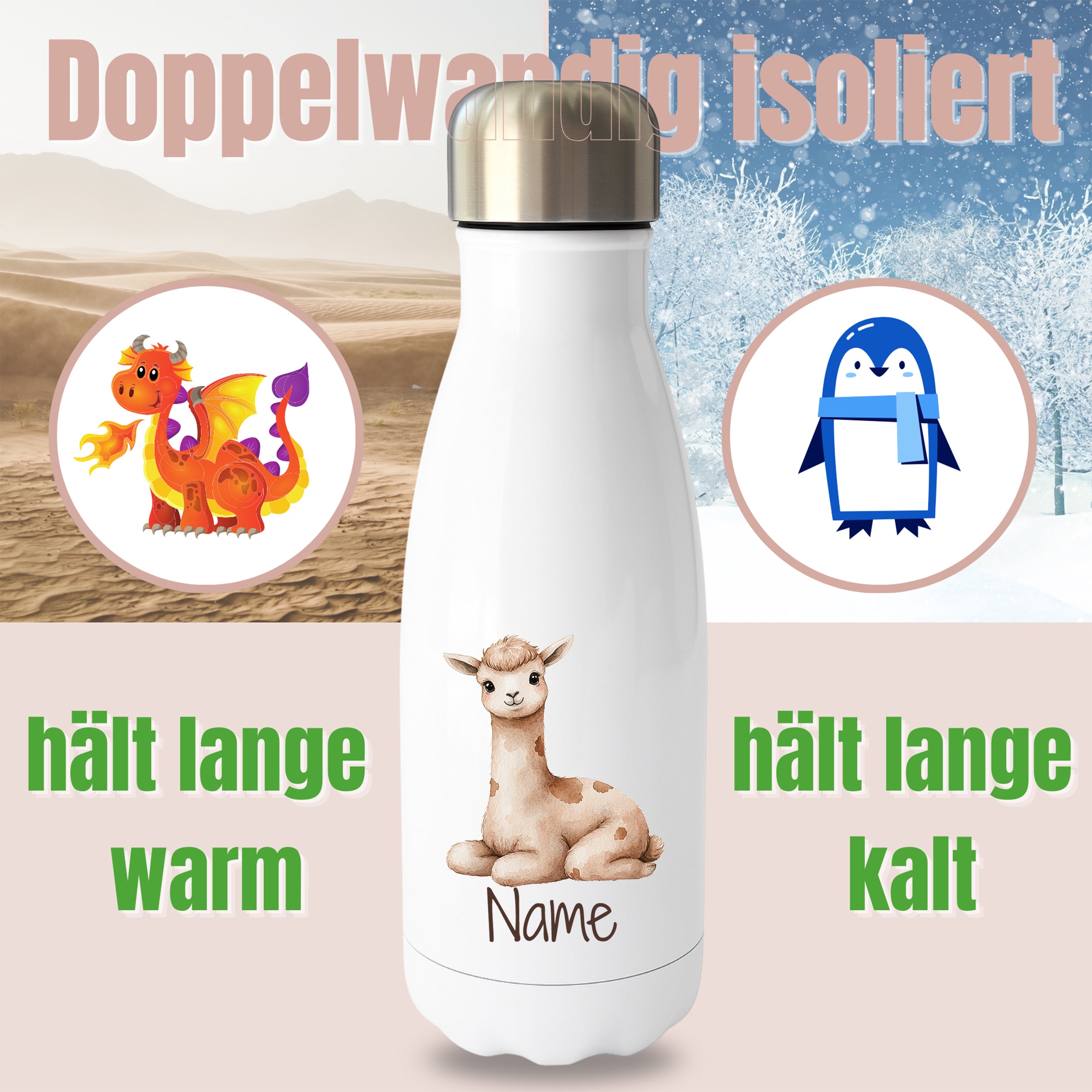 Thermoflasche Lama