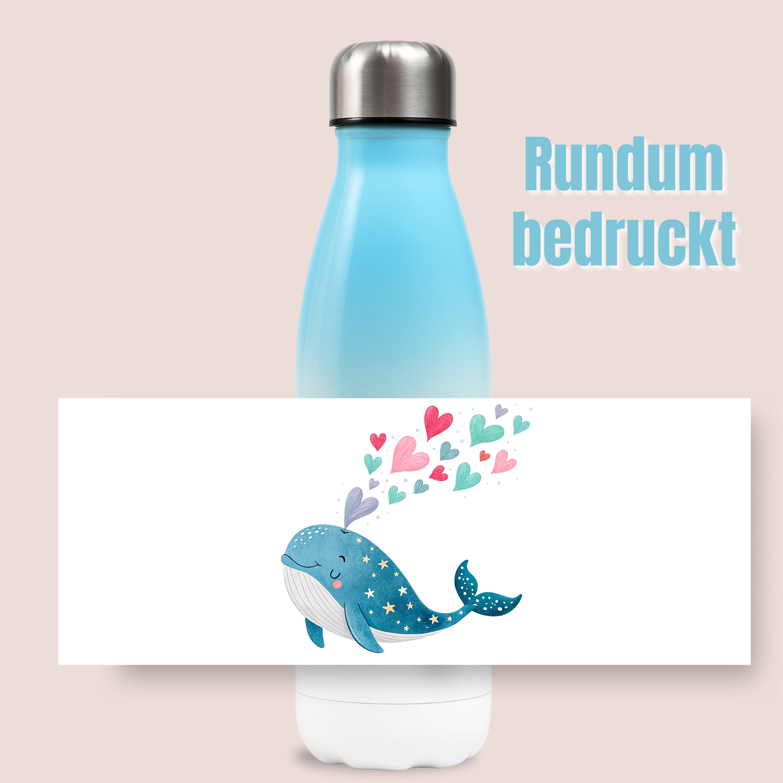Thermosflasche Blau mit Wal