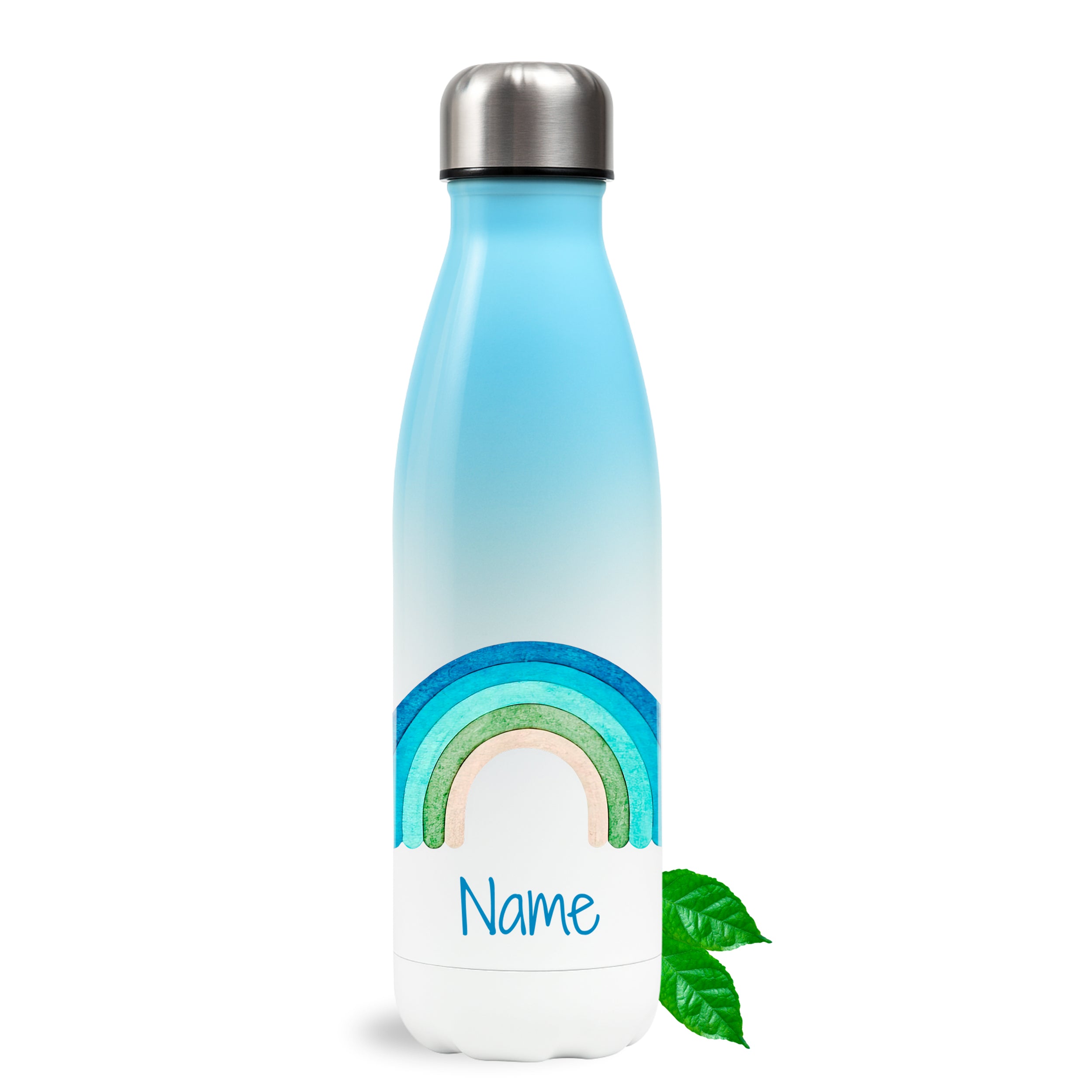 Thermosflasche Blau mit Regenbogen