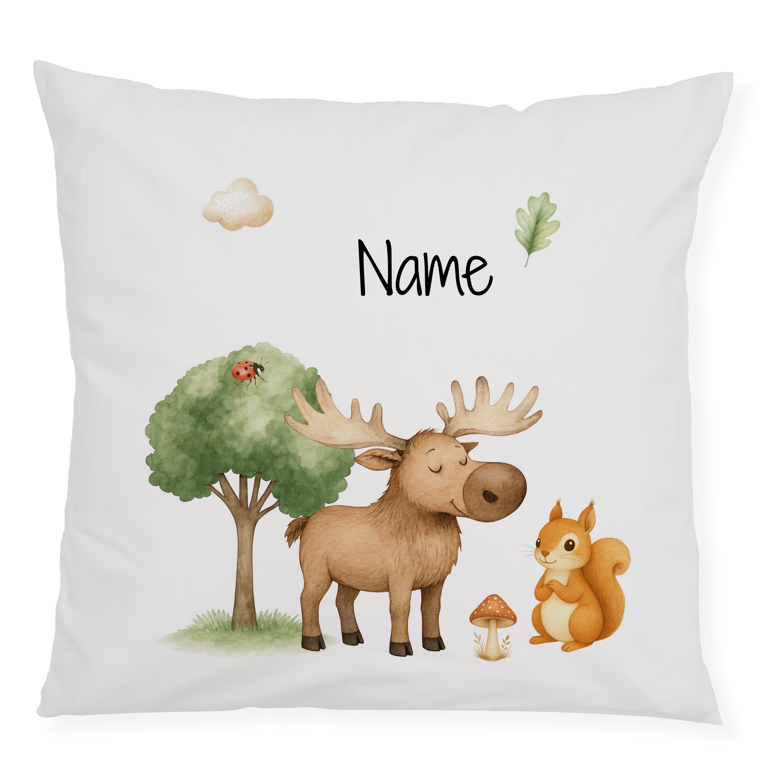 Kissenbezug mit Elch und Eichhörnchen