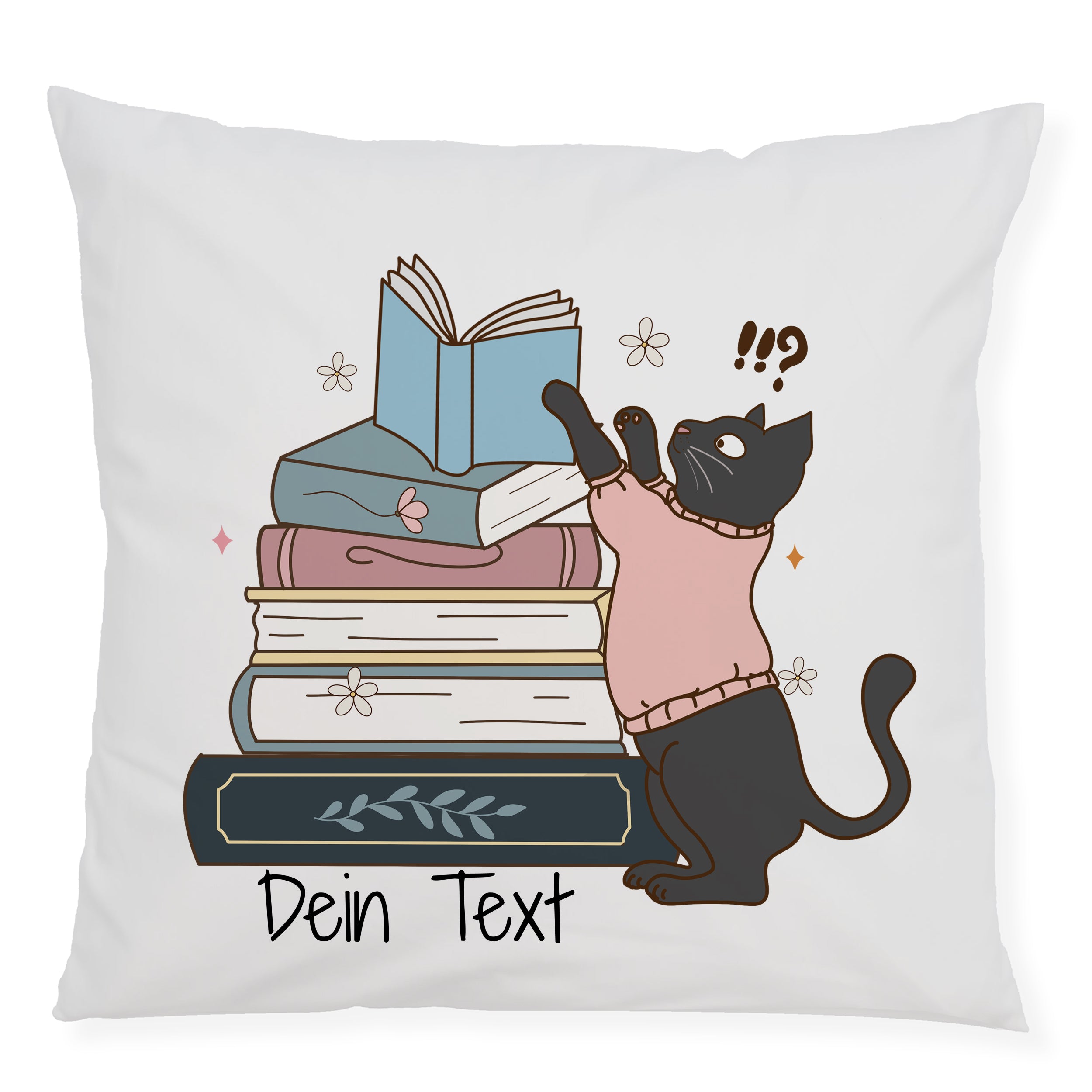 Kissenbezug Katze mit Büchern
